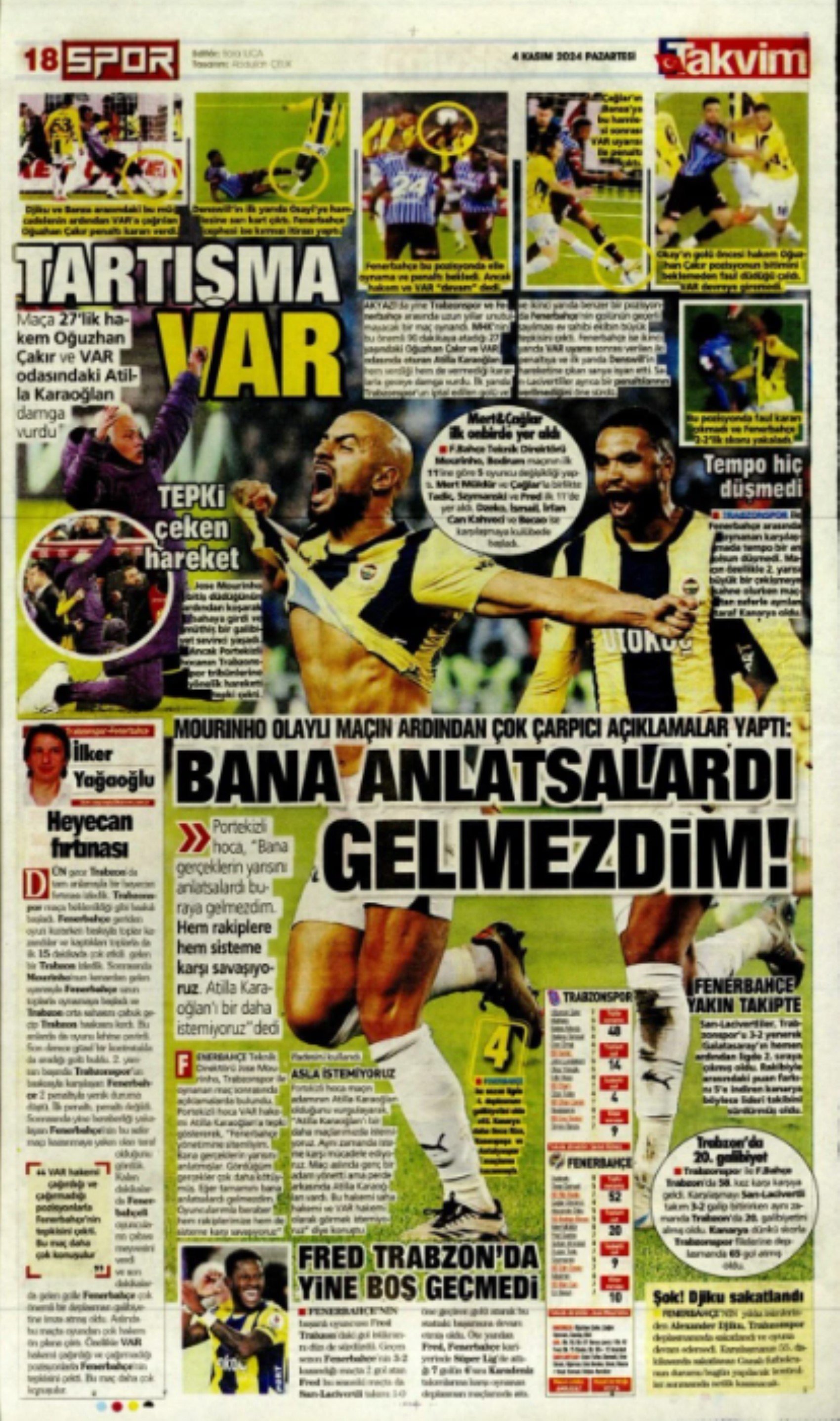 Fenerbahçe-Trabzonspor maç sonucu manşetlerde! Hangi gazete nasıl gördü? İşte günün spor manşetleri...