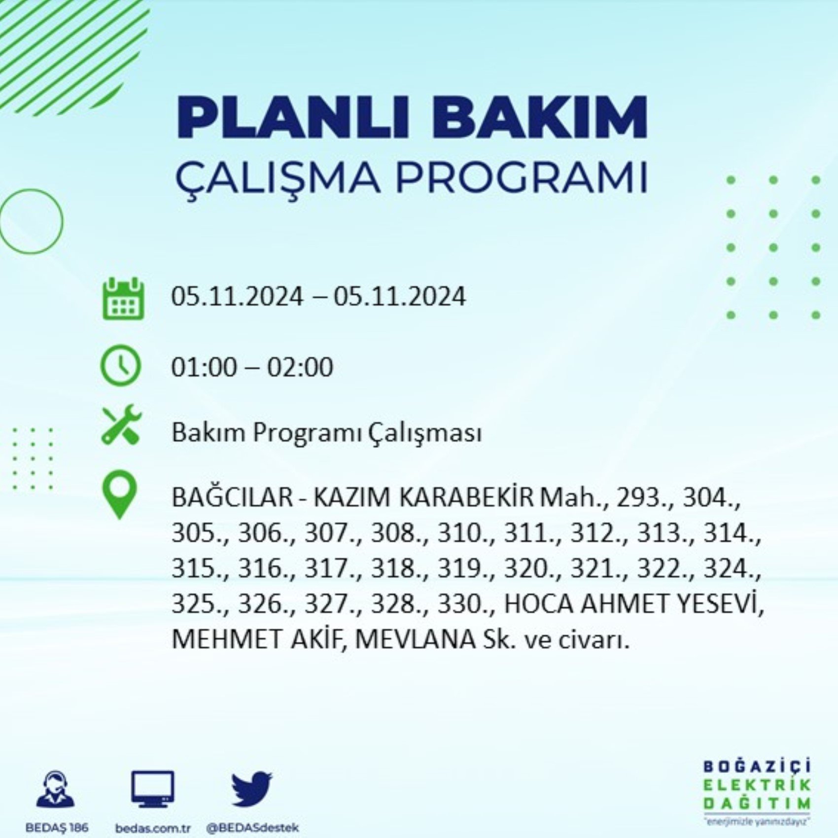 BEDAŞ açıkladı: İstanbul'da yarın bu ilçelerde elektrik olmayacak