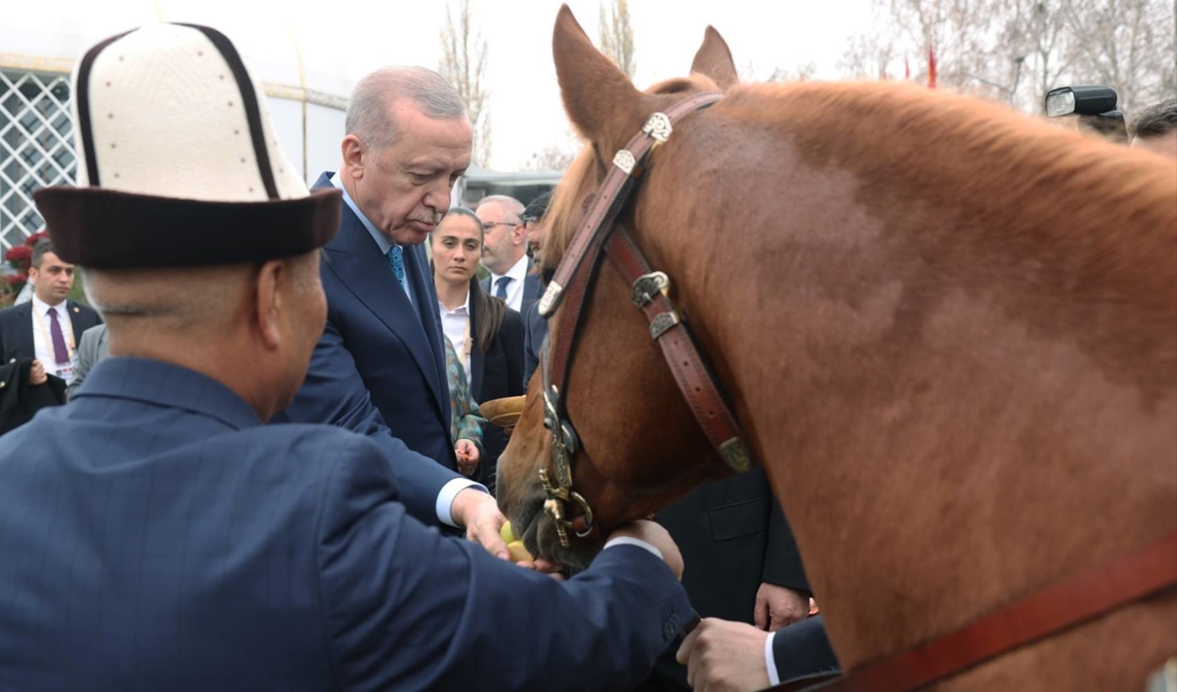 Sadır Caparov Erdoğan'a 'Kırgız atı' hediye etti