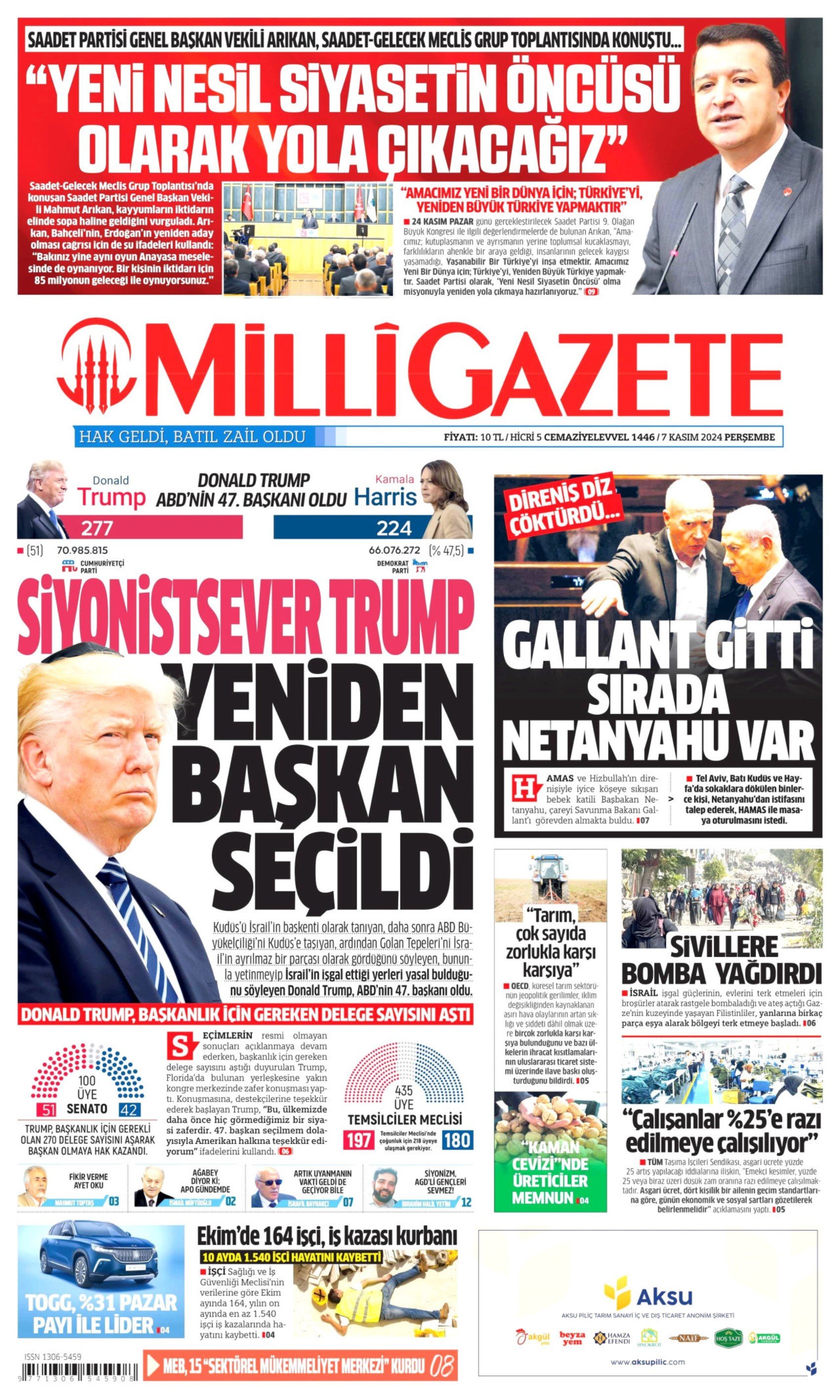 Gazeteler Trump'ın seçim zaferini nasıl gördü? İşte 7 Kasım 2024 gazete manşetleri