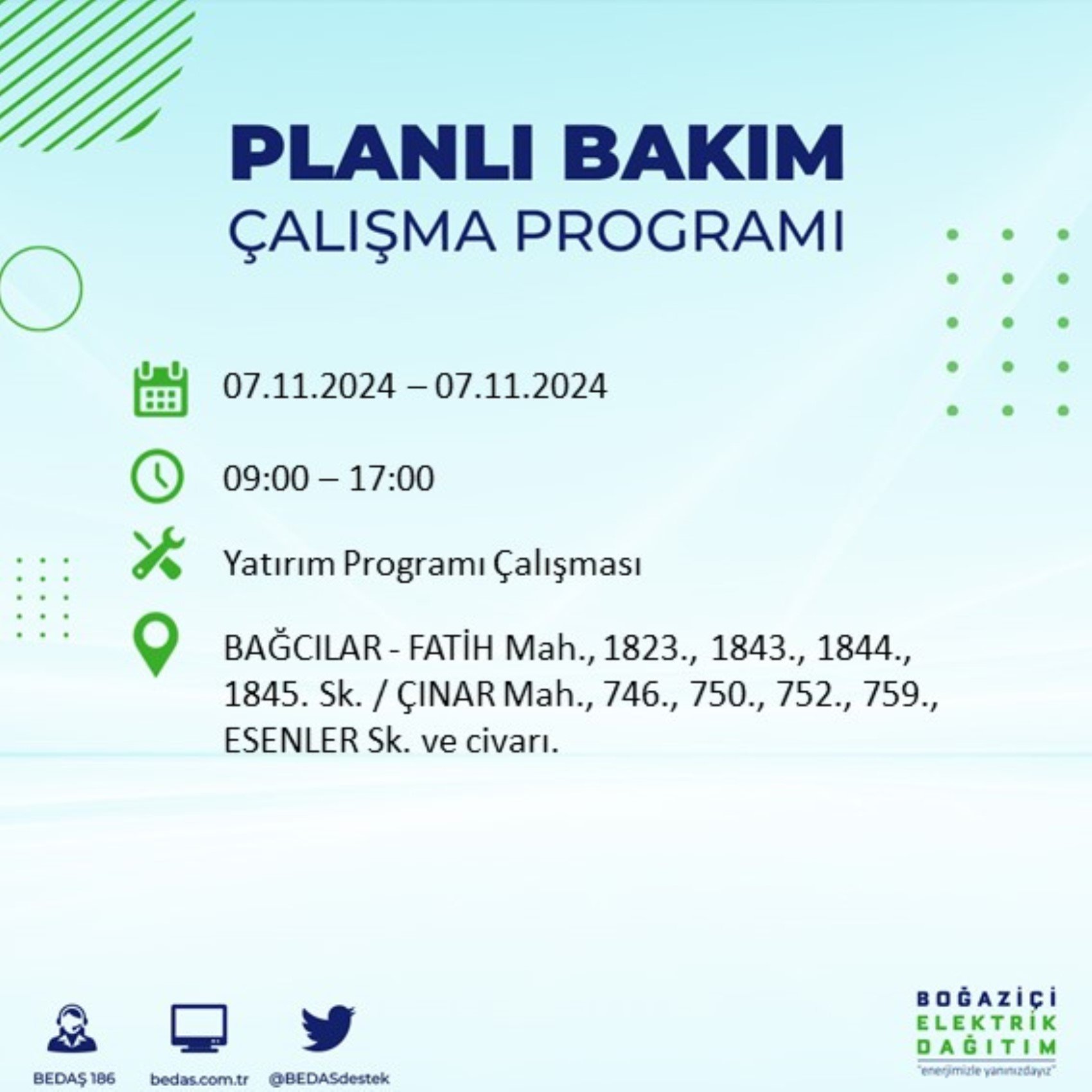 BEDAŞ açıkladı... İstanbul'da elektrik kesintisi: 7 Kasım'da hangi mahalleler etkilenecek?