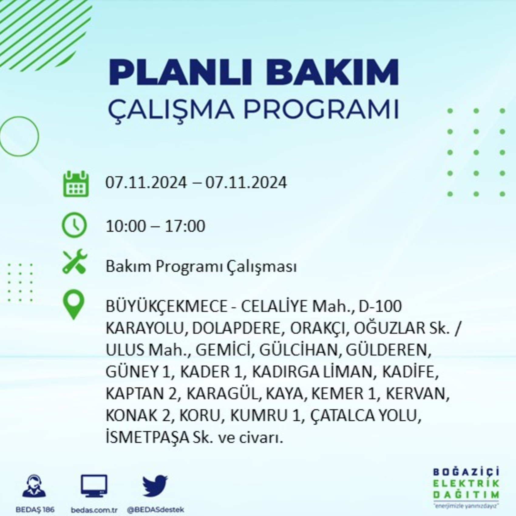 BEDAŞ açıkladı... İstanbul'da elektrik kesintisi: 7 Kasım'da hangi mahalleler etkilenecek?