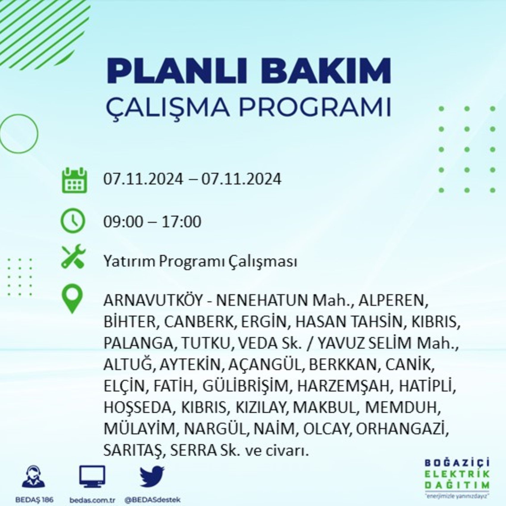 BEDAŞ açıkladı... İstanbul'da elektrik kesintisi: 7 Kasım'da hangi mahalleler etkilenecek?