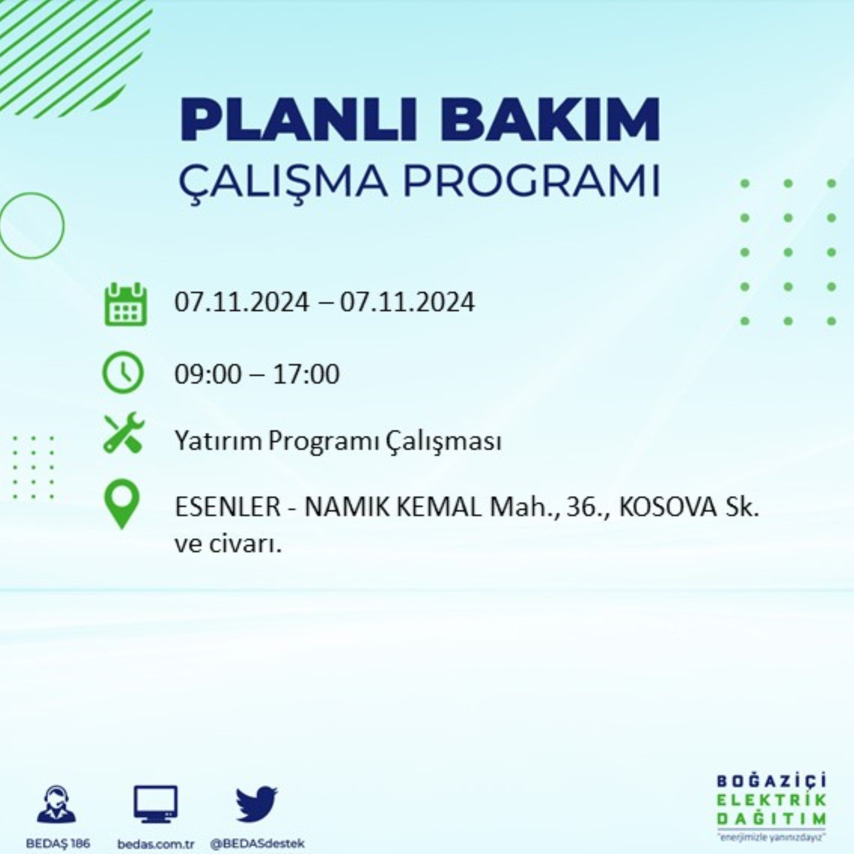 BEDAŞ açıkladı... İstanbul'da elektrik kesintisi: 7 Kasım'da hangi mahalleler etkilenecek?