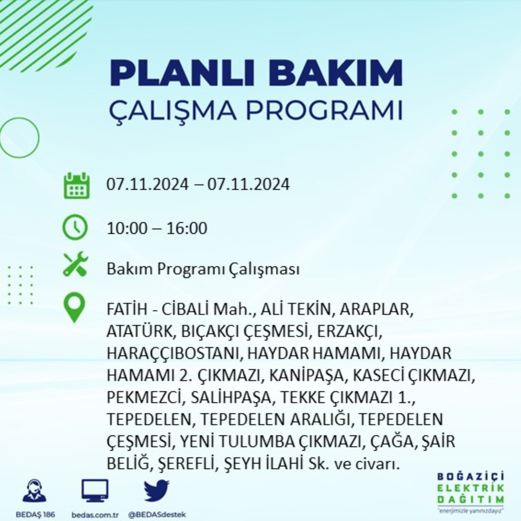 BEDAŞ açıkladı... İstanbul'da elektrik kesintisi: 7 Kasım'da hangi mahalleler etkilenecek?