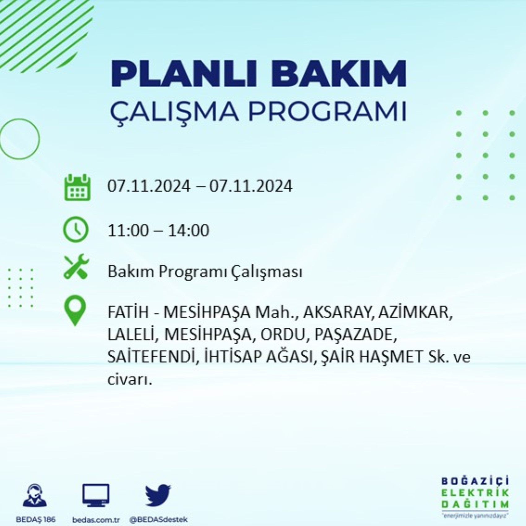 BEDAŞ açıkladı... İstanbul'da elektrik kesintisi: 7 Kasım'da hangi mahalleler etkilenecek?