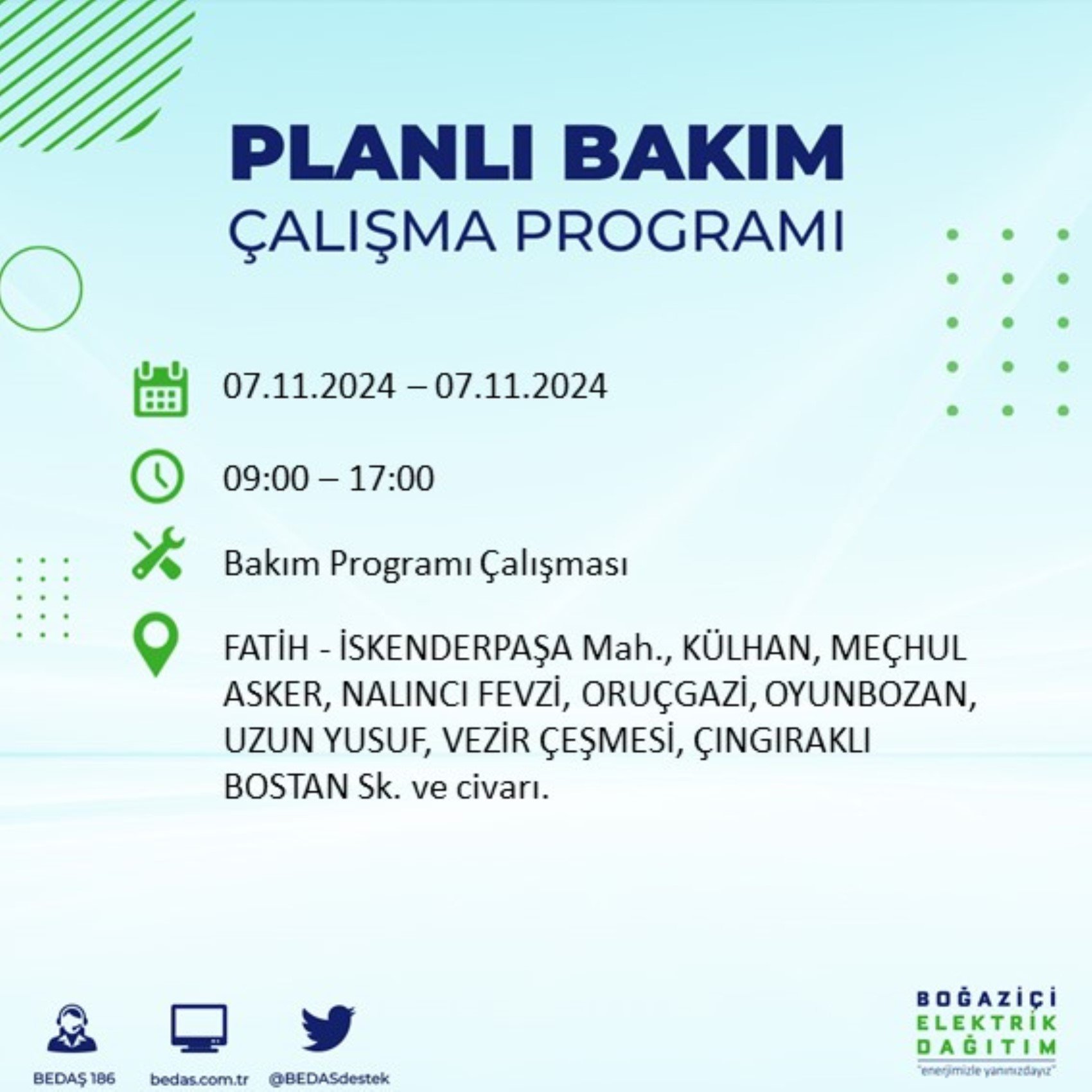 BEDAŞ açıkladı... İstanbul'da elektrik kesintisi: 7 Kasım'da hangi mahalleler etkilenecek?