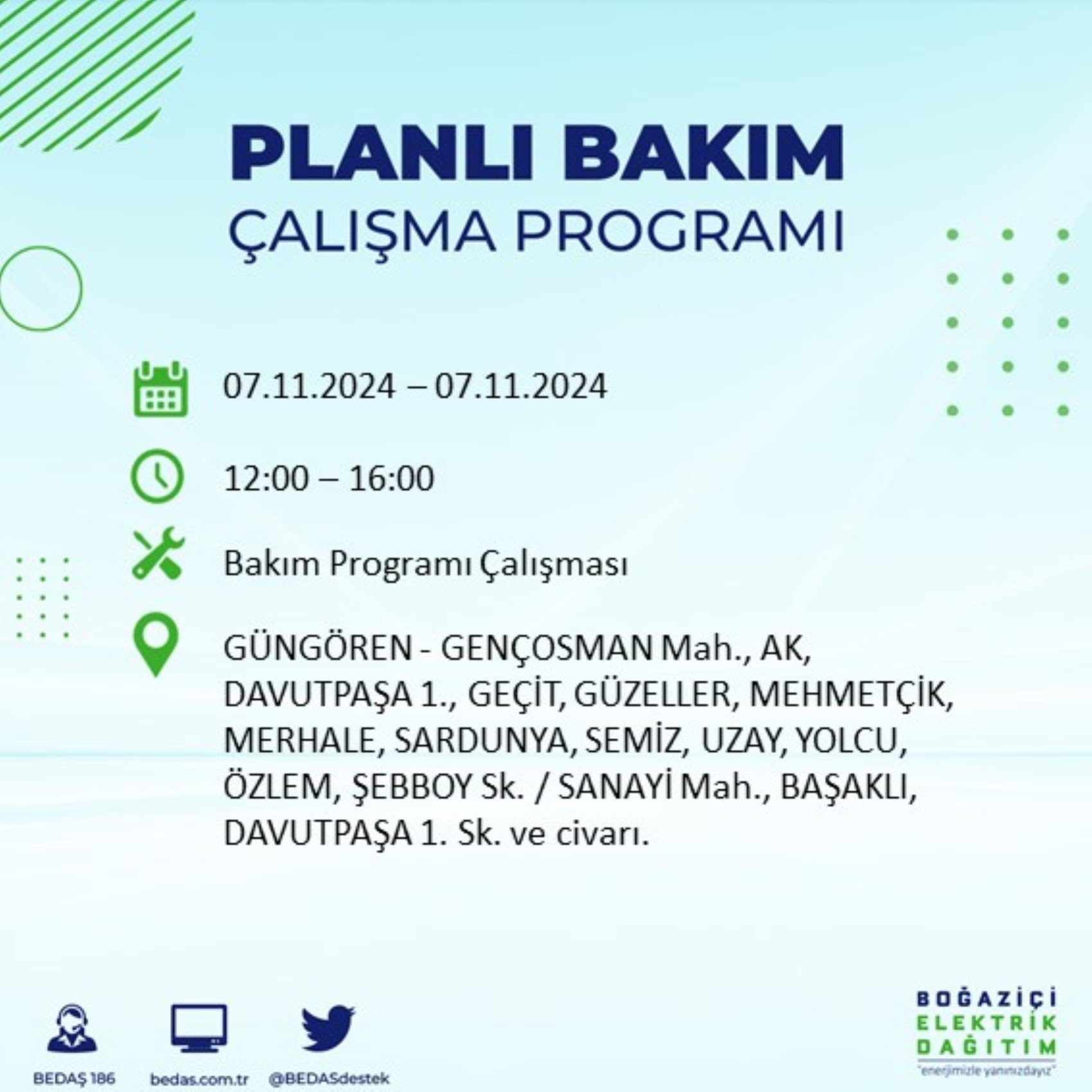 BEDAŞ açıkladı... İstanbul'da elektrik kesintisi: 7 Kasım'da hangi mahalleler etkilenecek?