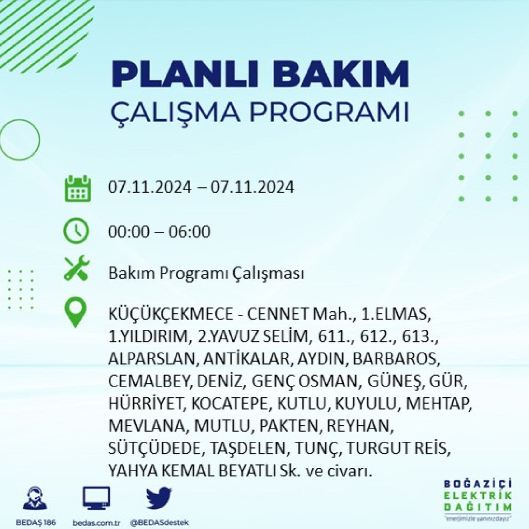 BEDAŞ açıkladı... İstanbul'da elektrik kesintisi: 7 Kasım'da hangi mahalleler etkilenecek?