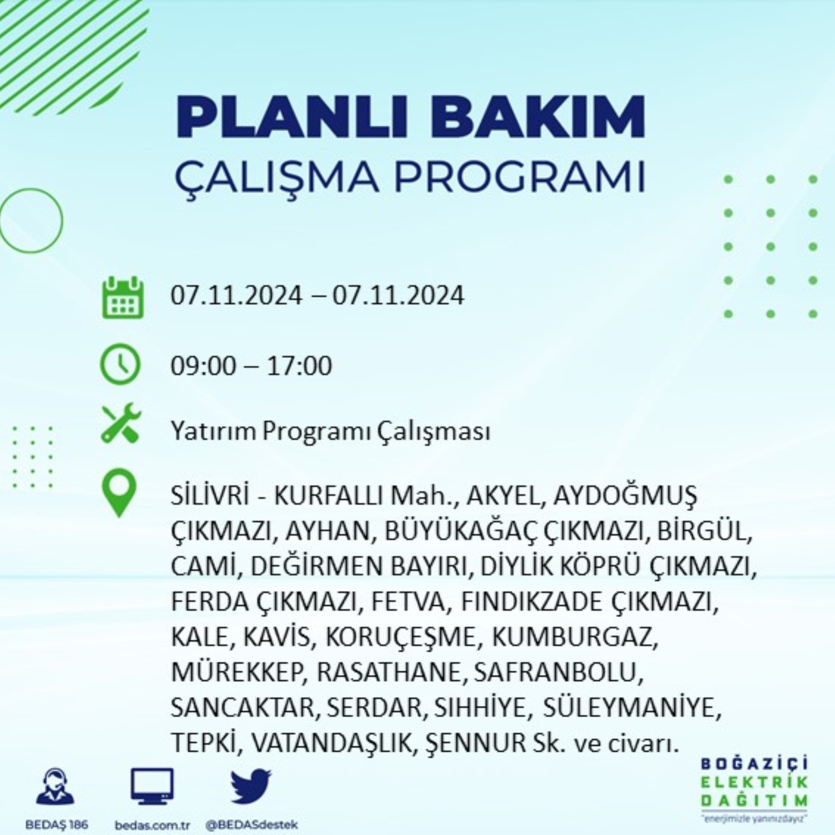 BEDAŞ açıkladı... İstanbul'da elektrik kesintisi: 7 Kasım'da hangi mahalleler etkilenecek?