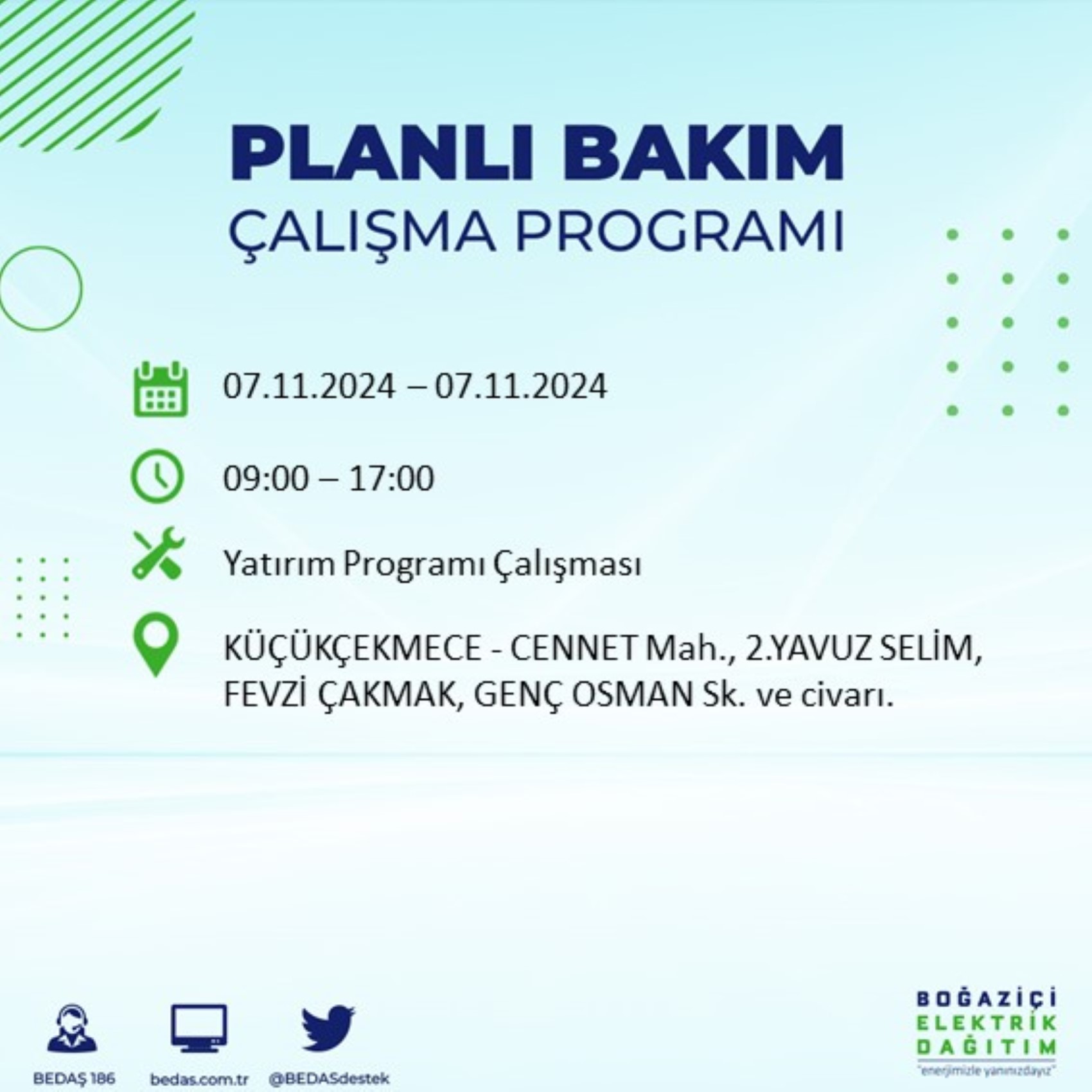 BEDAŞ açıkladı... İstanbul'da elektrik kesintisi: 7 Kasım'da hangi mahalleler etkilenecek?