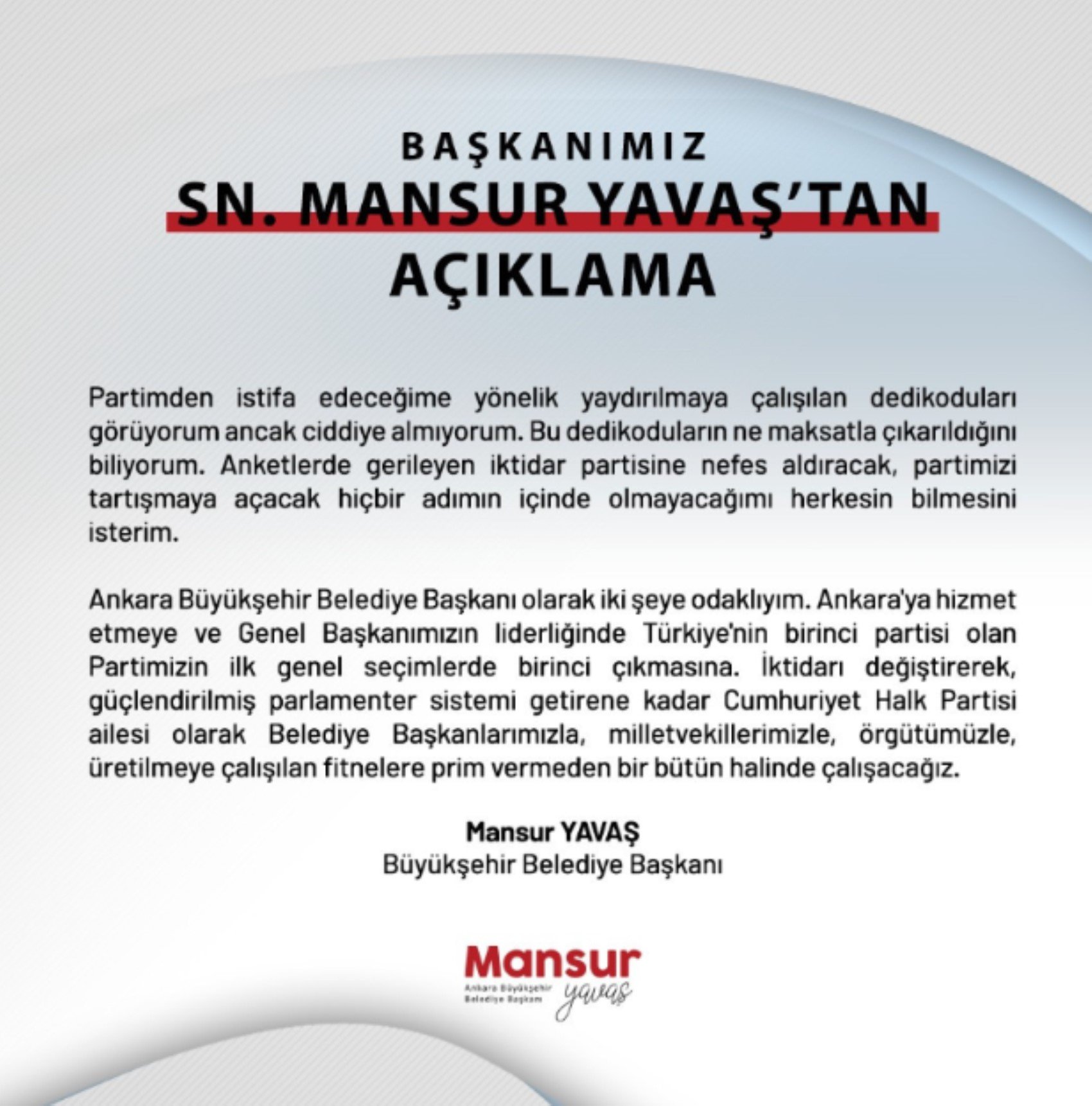 Mansur Yavaş'tan son dakika açıklaması! CHP'den istifa mı edecek?