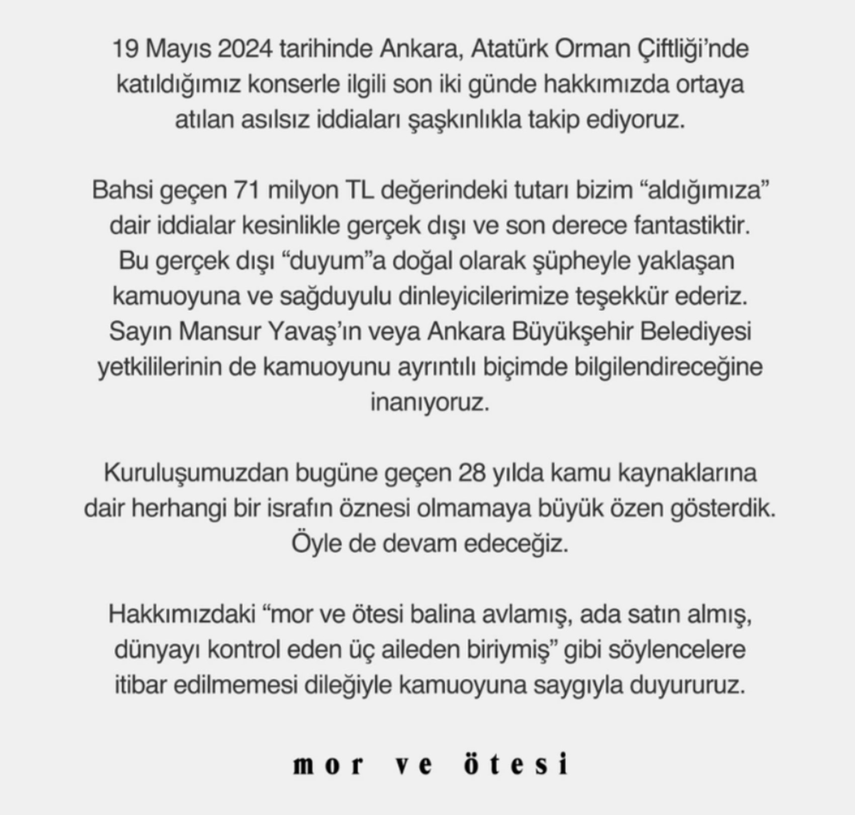 Mor ve Ötesi Ankara konserinden 71 milyon mu aldı? Gruptan ilk açıklama geldi!