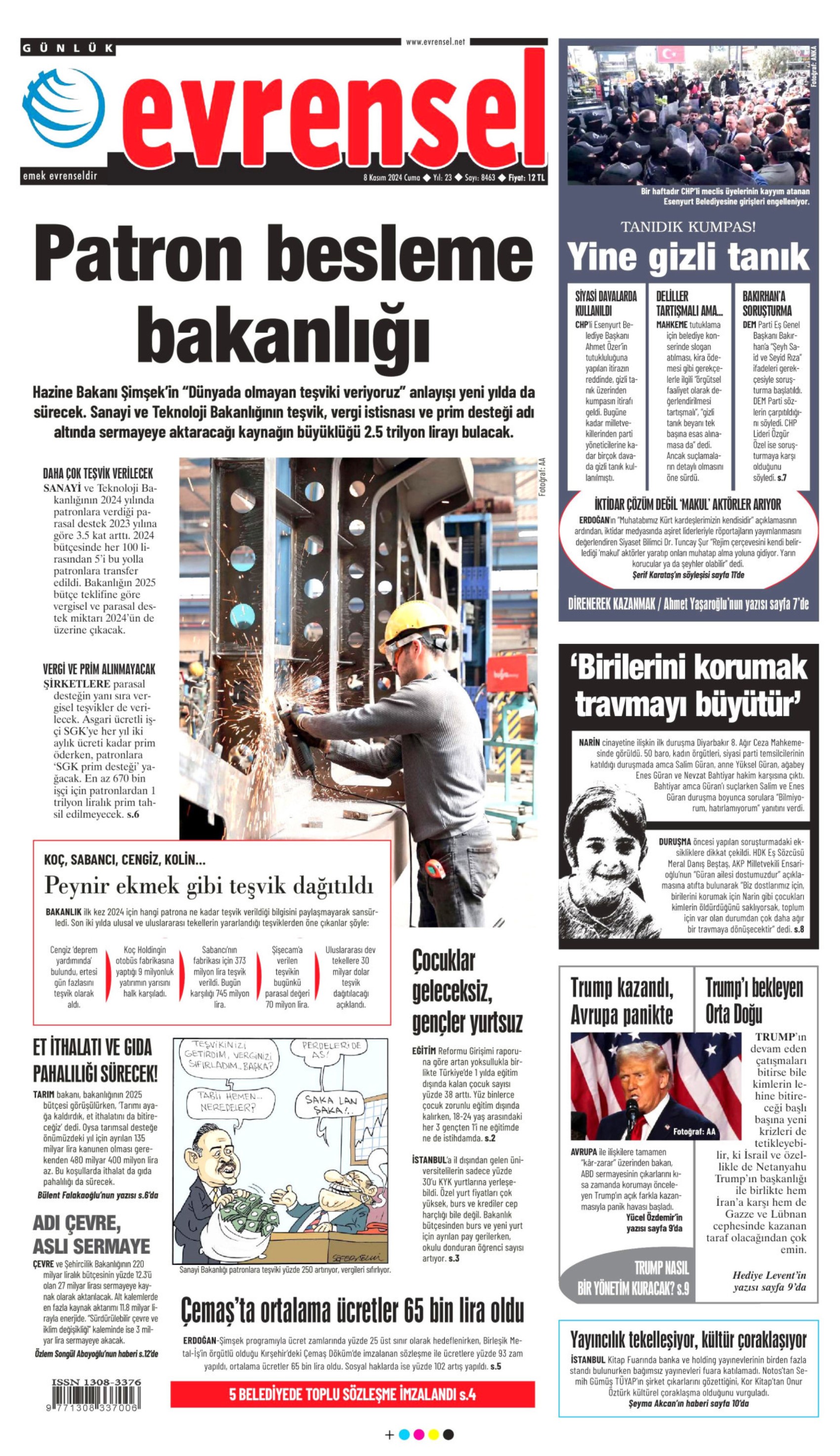 Gazeteler Narin Güran davasının ilk duruşmasını nasıl gördü? (8 Kasım 2024 gazete manşetleri)