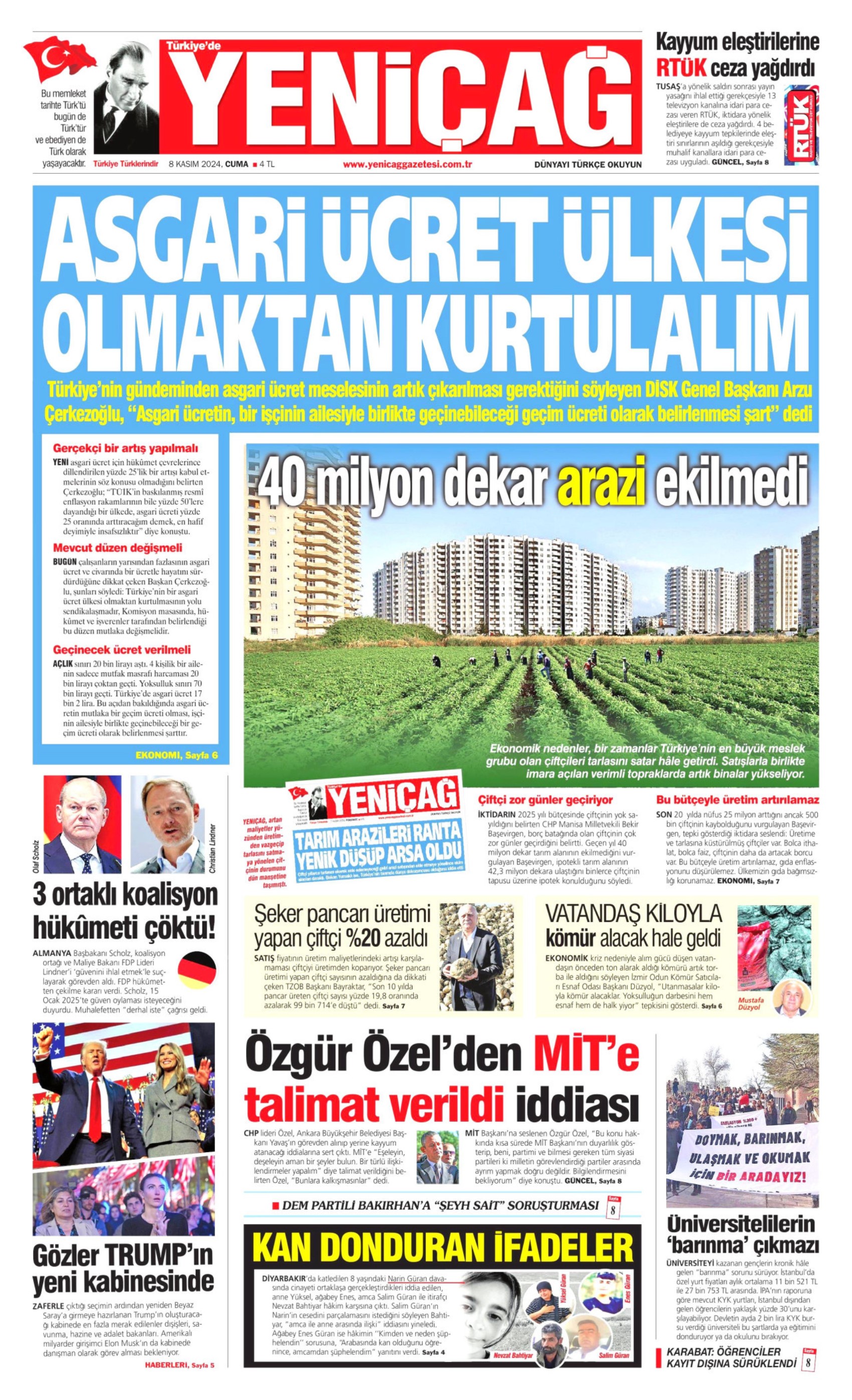 Gazeteler Narin Güran davasının ilk duruşmasını nasıl gördü? (8 Kasım 2024 gazete manşetleri)