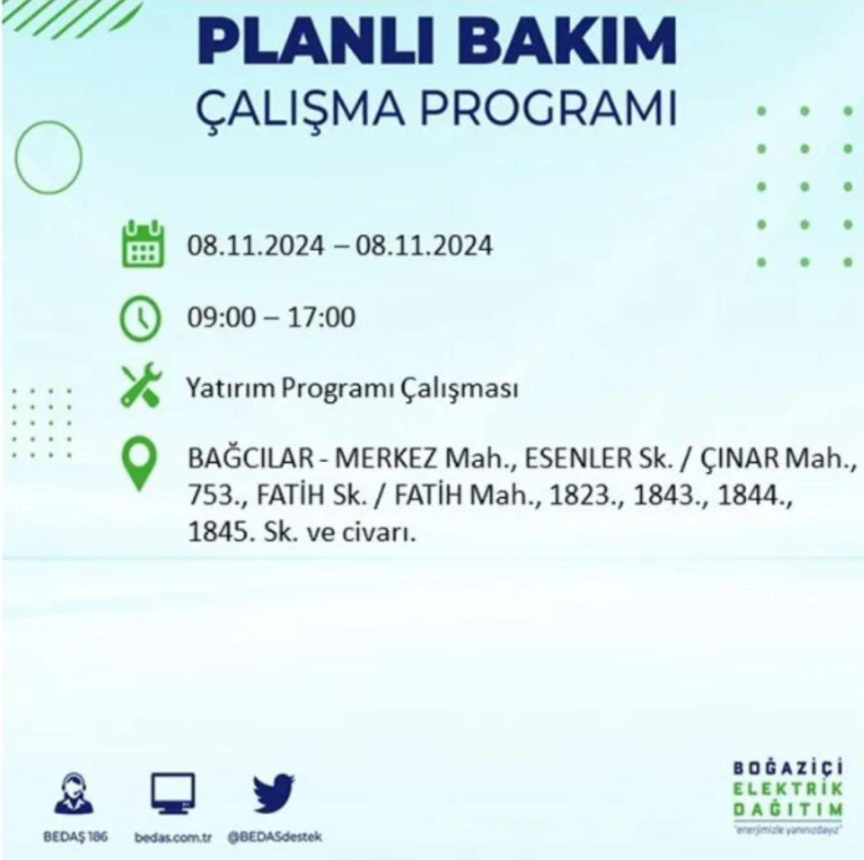 BEDAŞ duyurdu: 8 Kasım Cuma günü İstanbul'da hangi mahallelerde elektrik kesintileri yaşanacak?