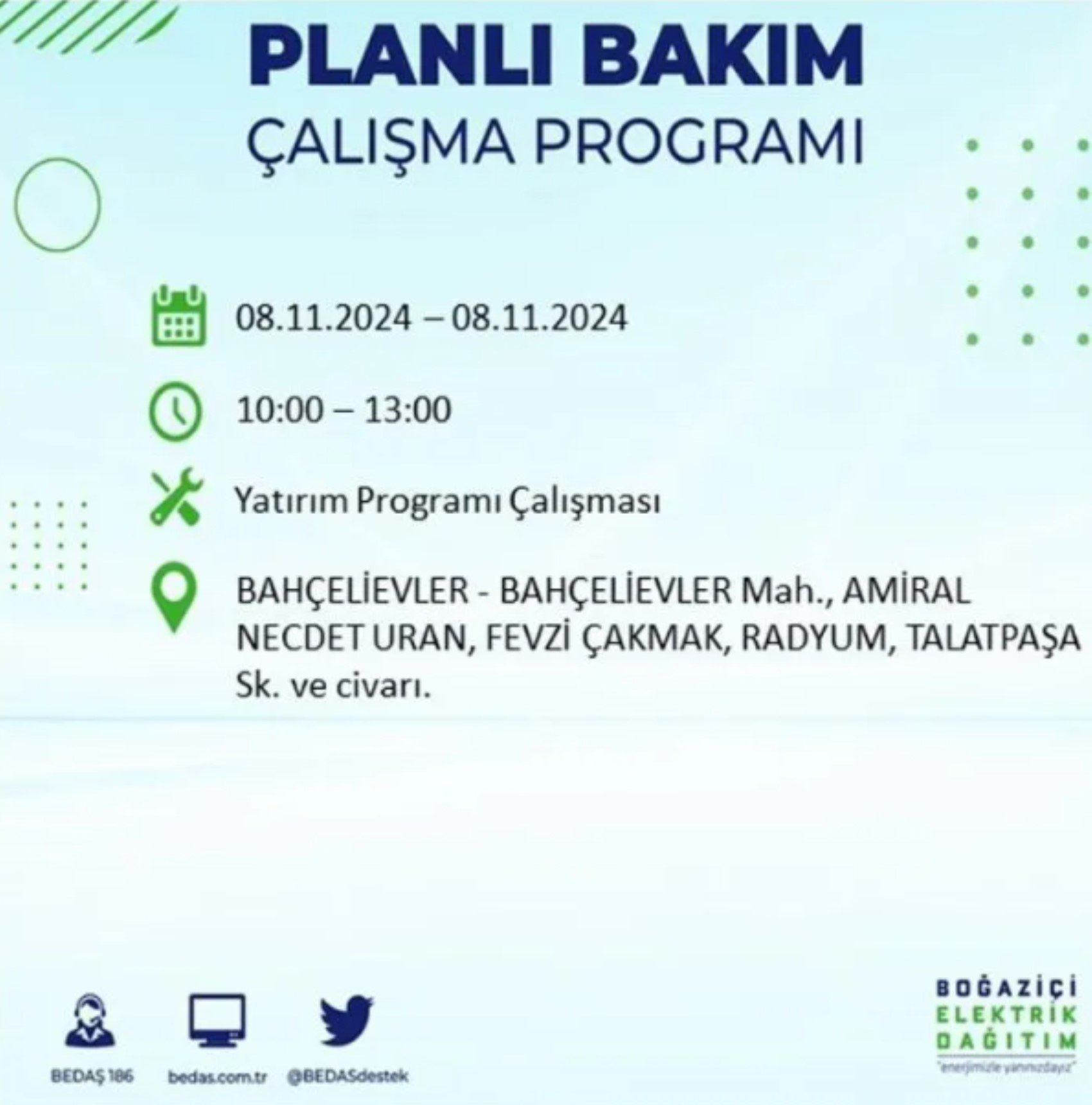 BEDAŞ duyurdu: 8 Kasım Cuma günü İstanbul'da hangi mahallelerde elektrik kesintileri yaşanacak?