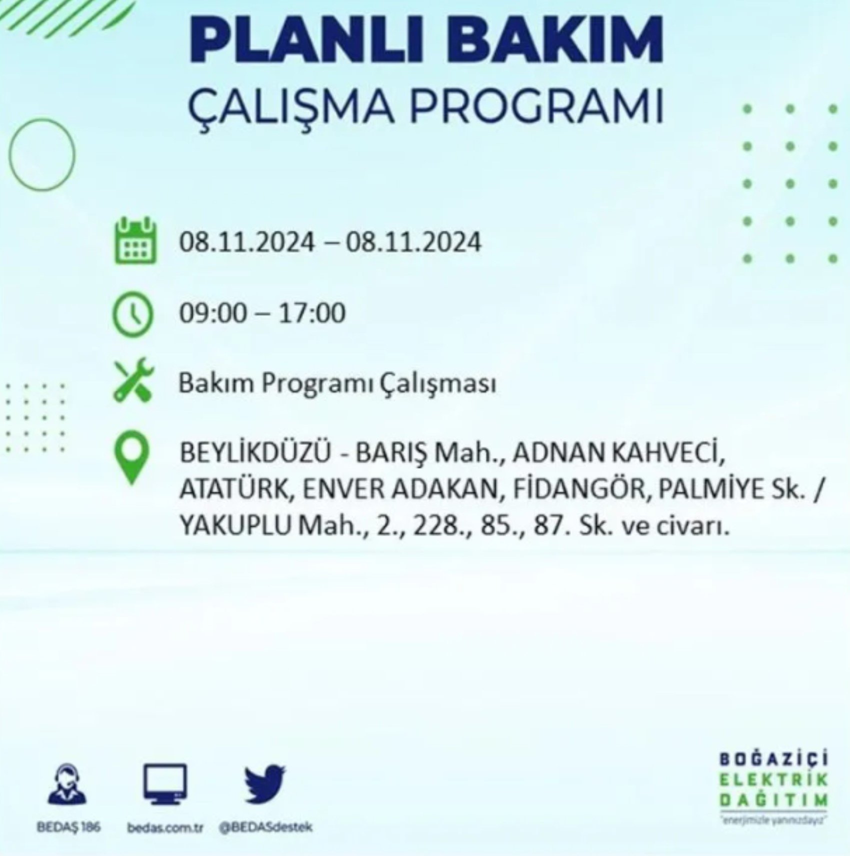 BEDAŞ duyurdu: 8 Kasım Cuma günü İstanbul'da hangi mahallelerde elektrik kesintileri yaşanacak?