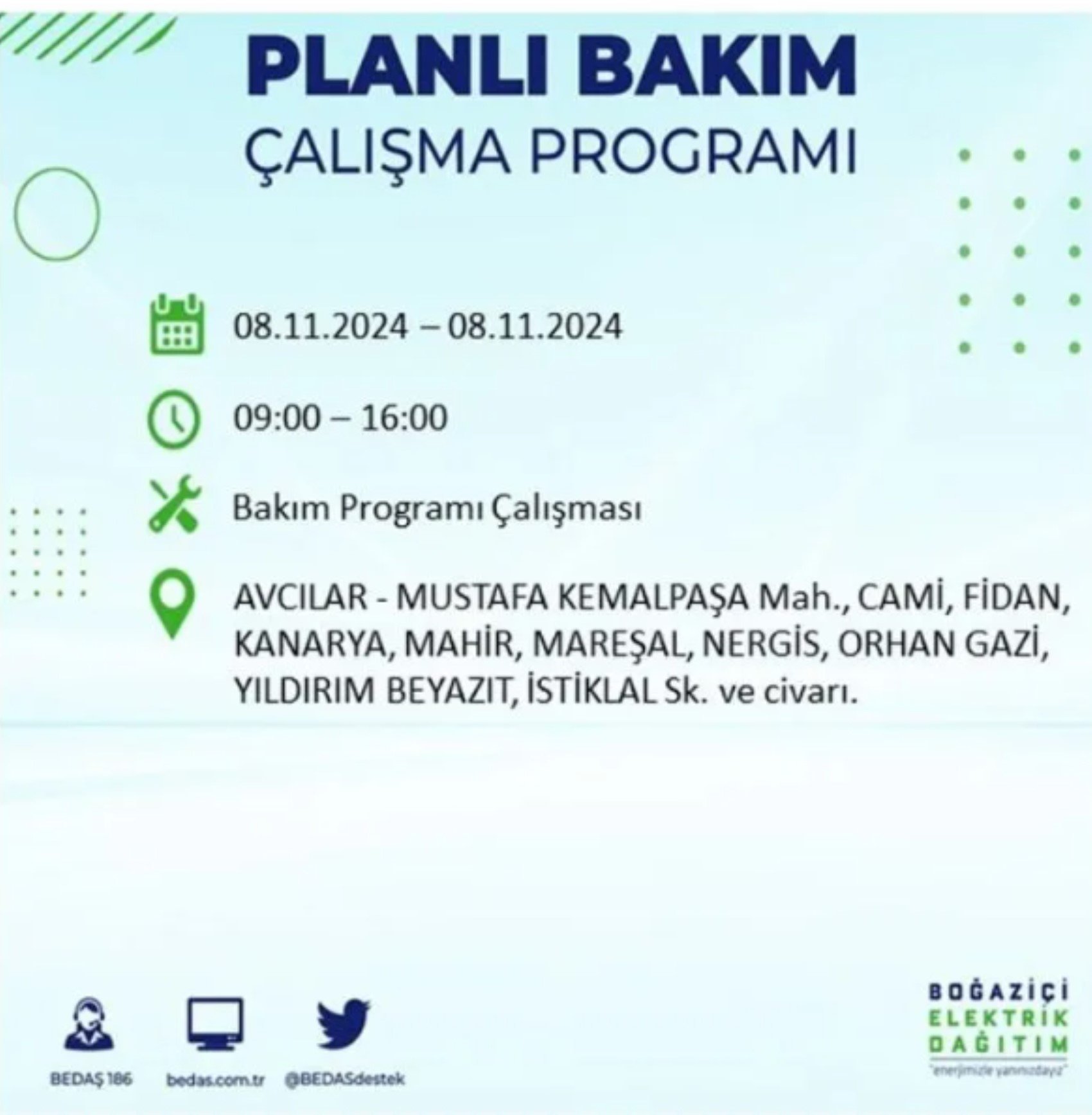 BEDAŞ duyurdu: 8 Kasım Cuma günü İstanbul'da hangi mahallelerde elektrik kesintileri yaşanacak?