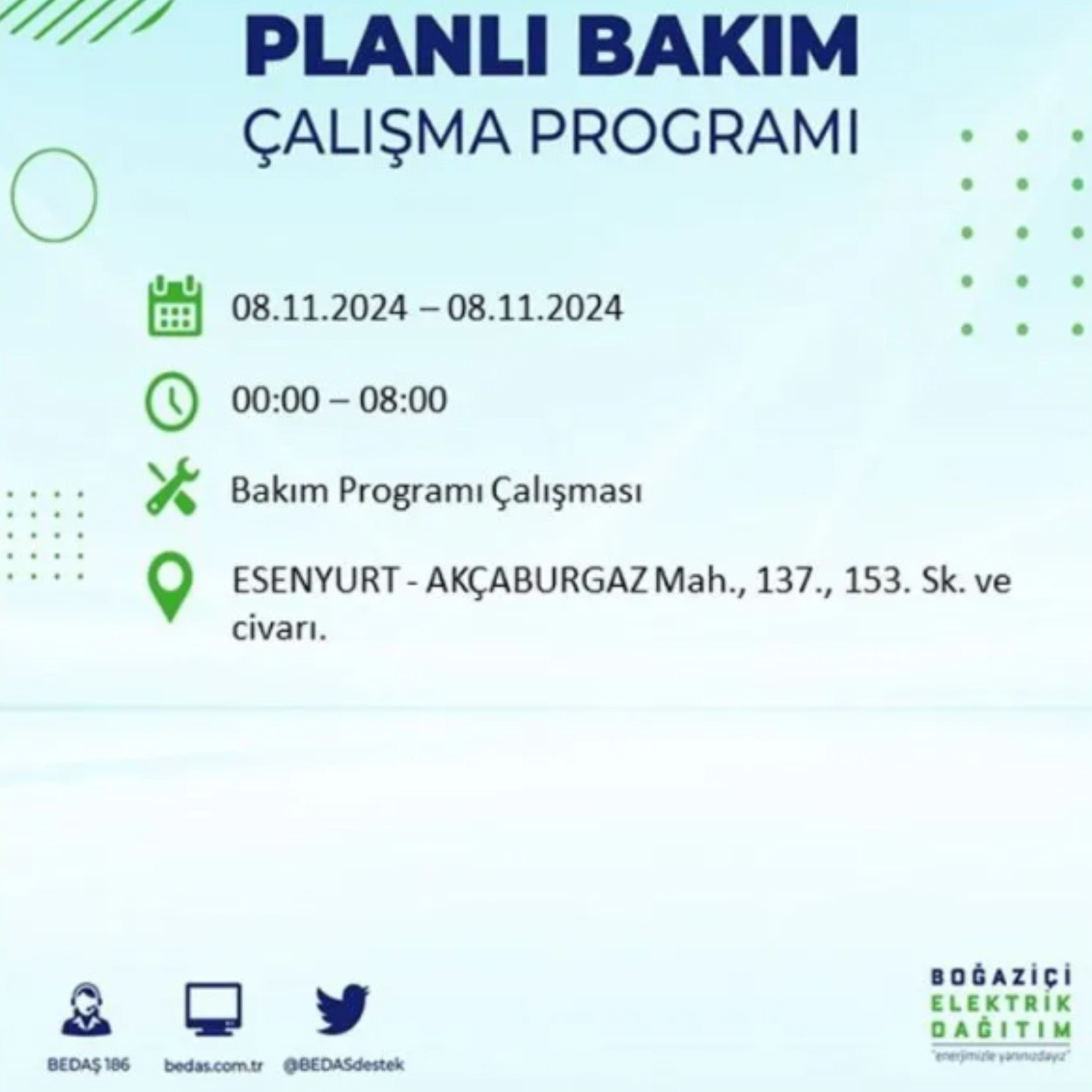 BEDAŞ duyurdu: 8 Kasım Cuma günü İstanbul'da hangi mahallelerde elektrik kesintileri yaşanacak?