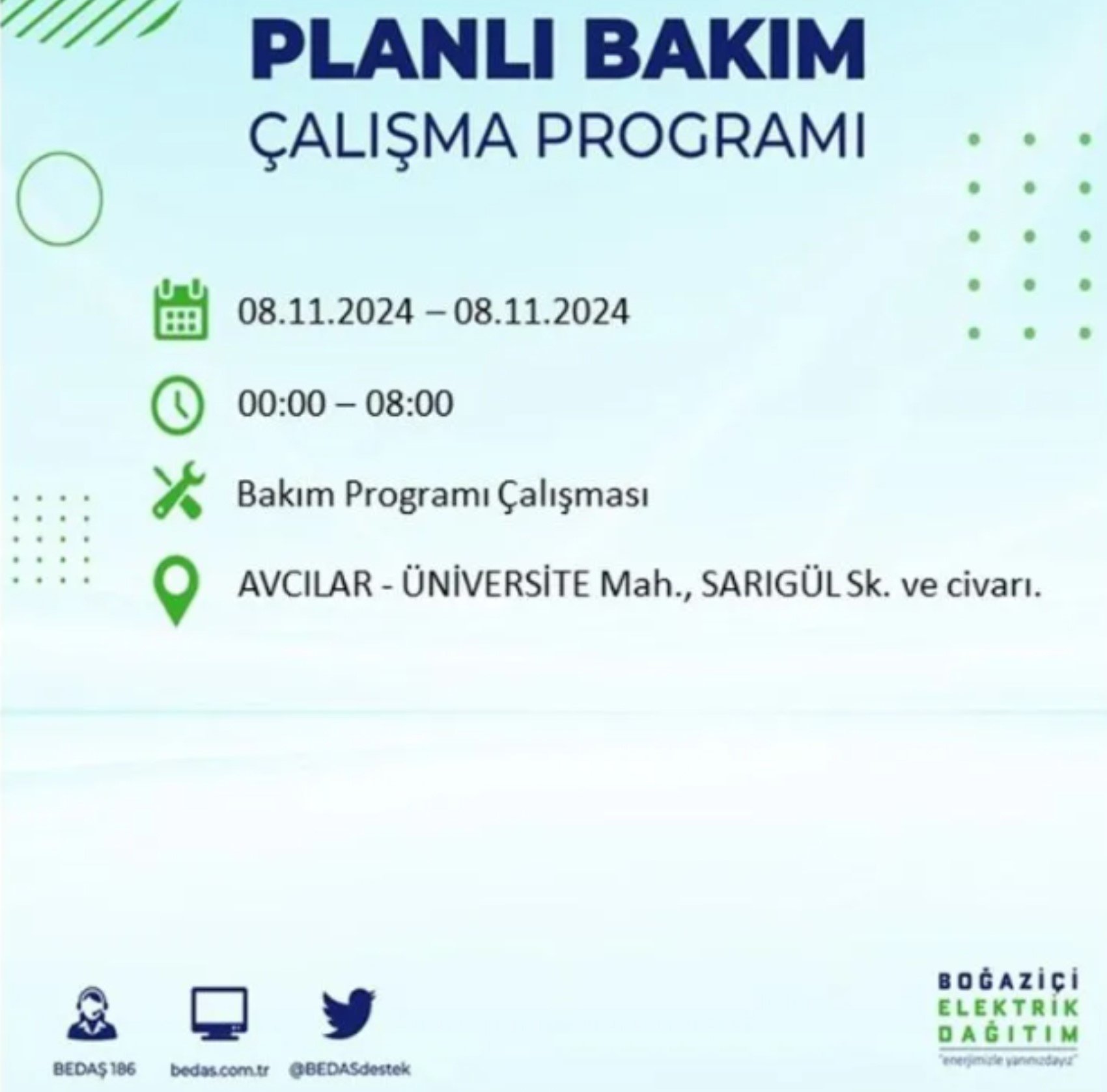 BEDAŞ duyurdu: 8 Kasım Cuma günü İstanbul'da hangi mahallelerde elektrik kesintileri yaşanacak?