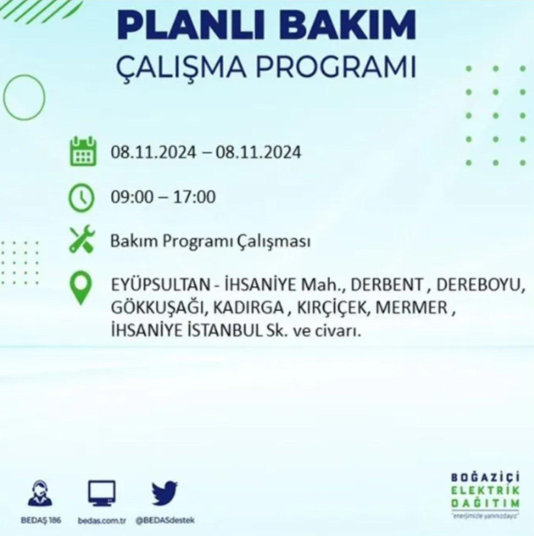 BEDAŞ duyurdu: 8 Kasım Cuma günü İstanbul'da hangi mahallelerde elektrik kesintileri yaşanacak?