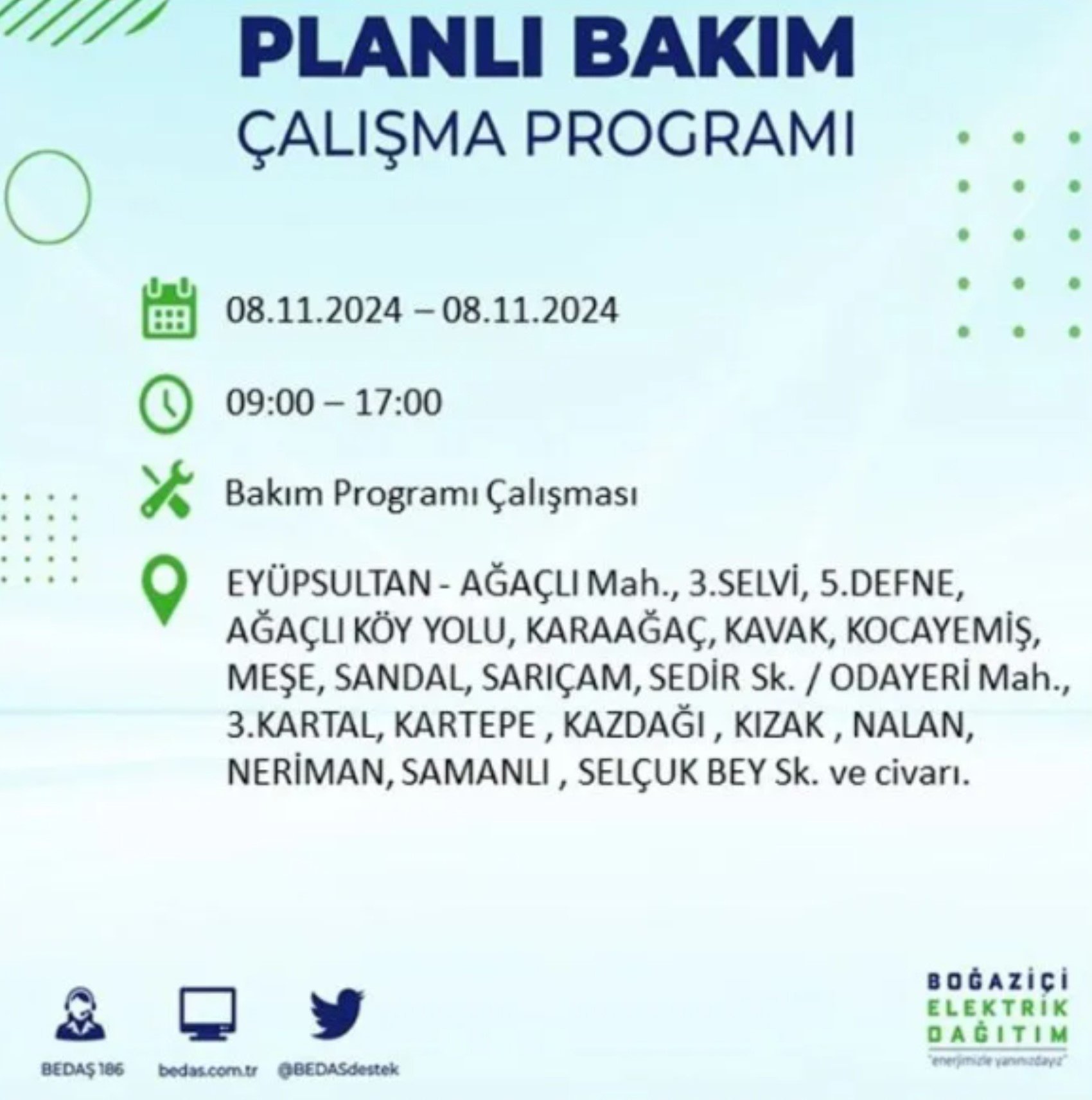 BEDAŞ duyurdu: 8 Kasım Cuma günü İstanbul'da hangi mahallelerde elektrik kesintileri yaşanacak?