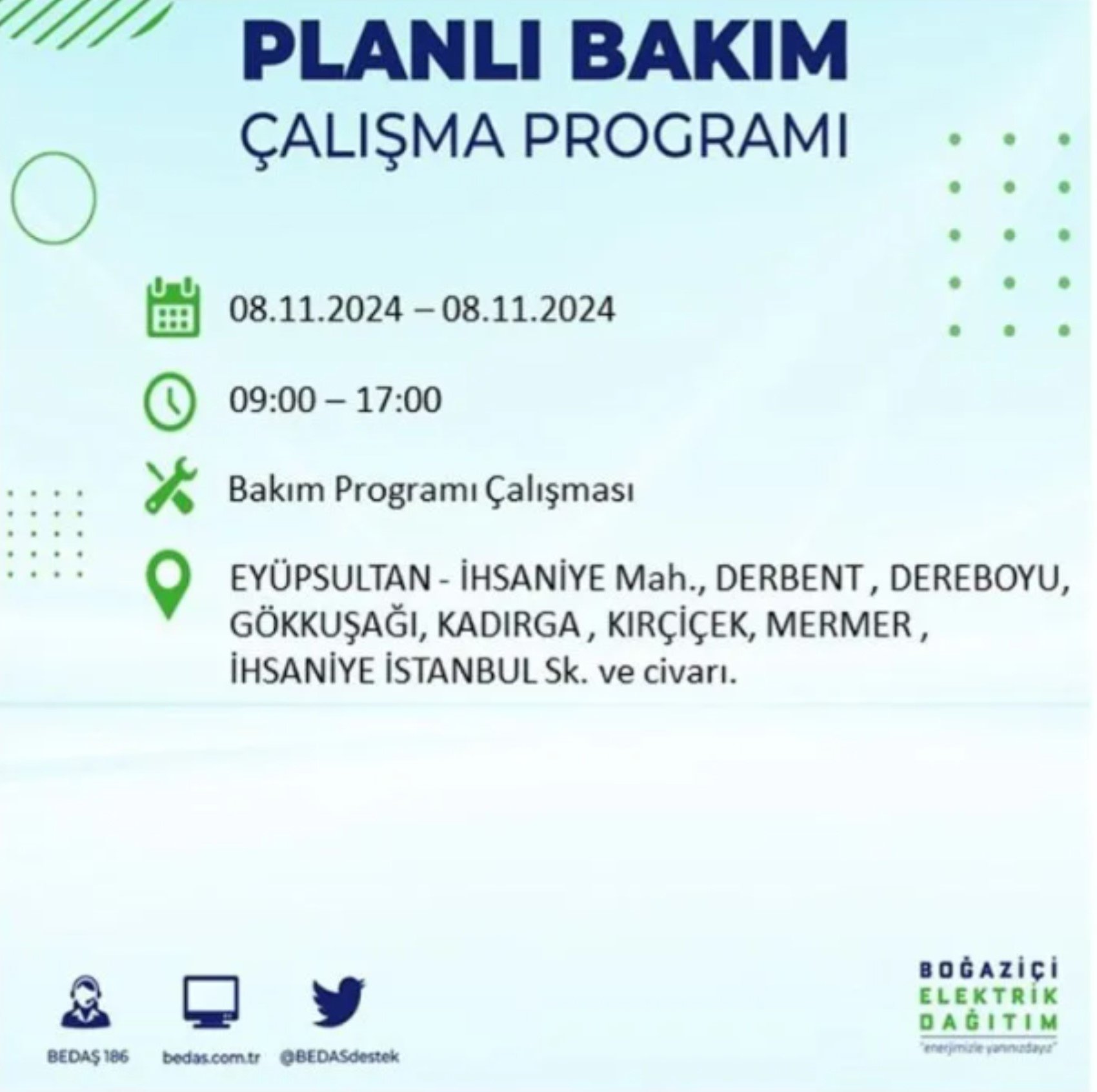 BEDAŞ duyurdu: 8 Kasım Cuma günü İstanbul'da hangi mahallelerde elektrik kesintileri yaşanacak?