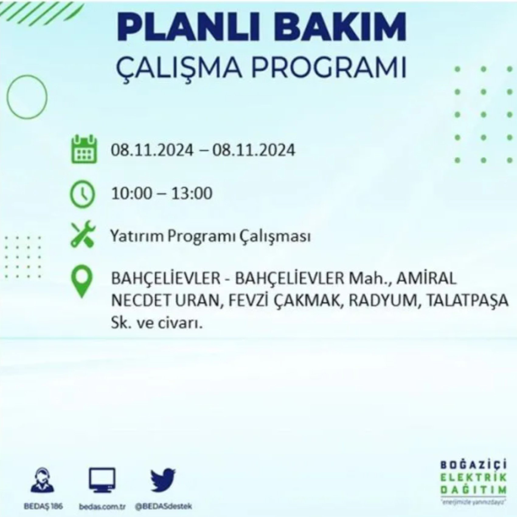 BEDAŞ duyurdu: 8 Kasım Cuma günü İstanbul'da hangi mahallelerde elektrik kesintileri yaşanacak?