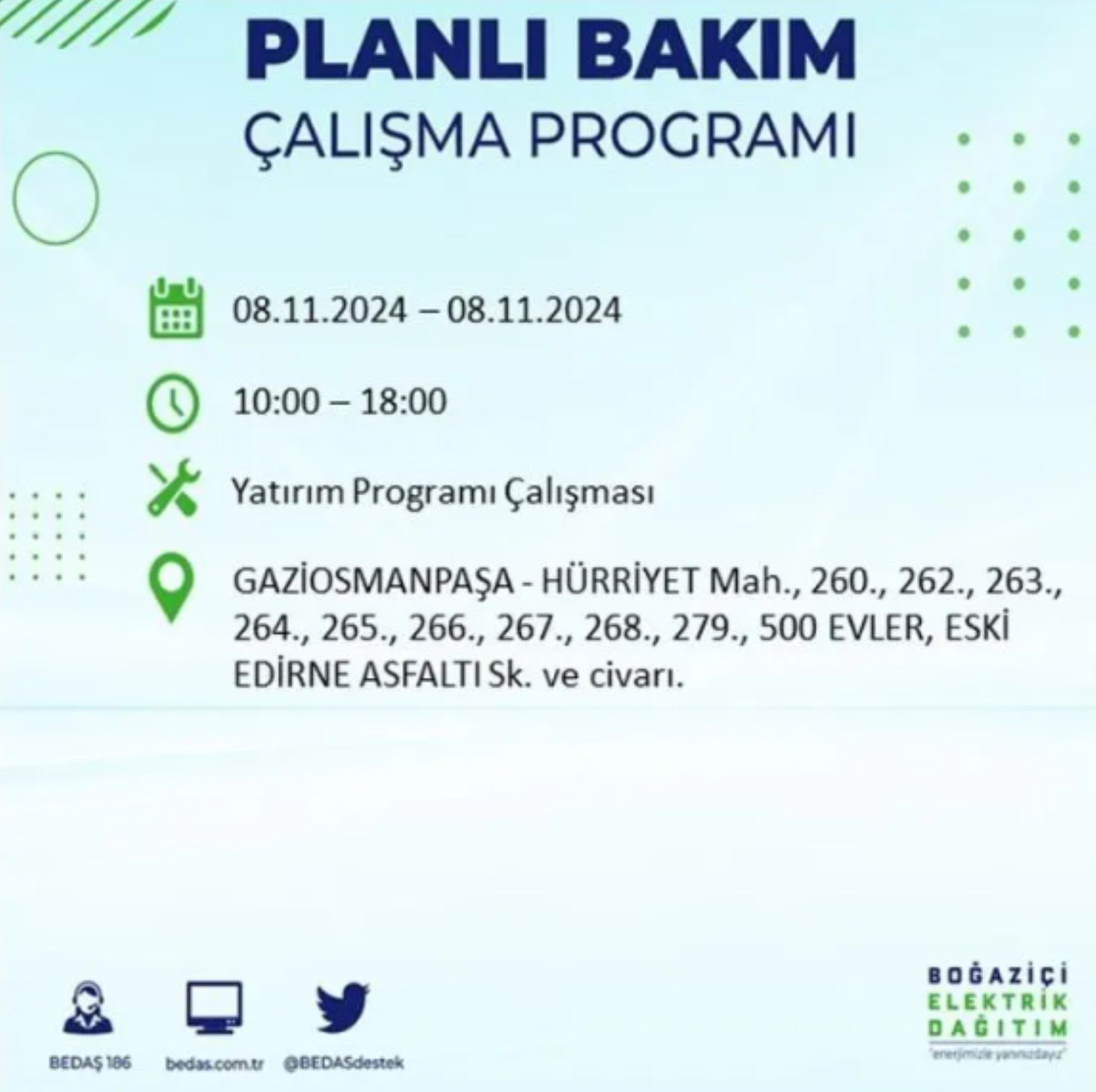 BEDAŞ duyurdu: 8 Kasım Cuma günü İstanbul'da hangi mahallelerde elektrik kesintileri yaşanacak?