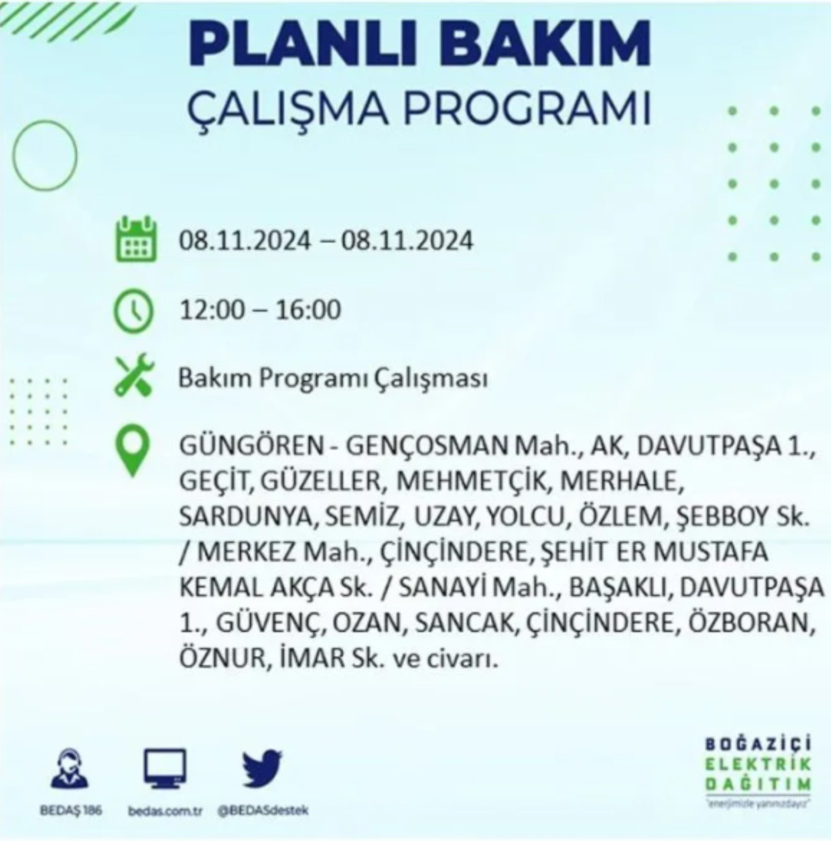 BEDAŞ duyurdu: 8 Kasım Cuma günü İstanbul'da hangi mahallelerde elektrik kesintileri yaşanacak?