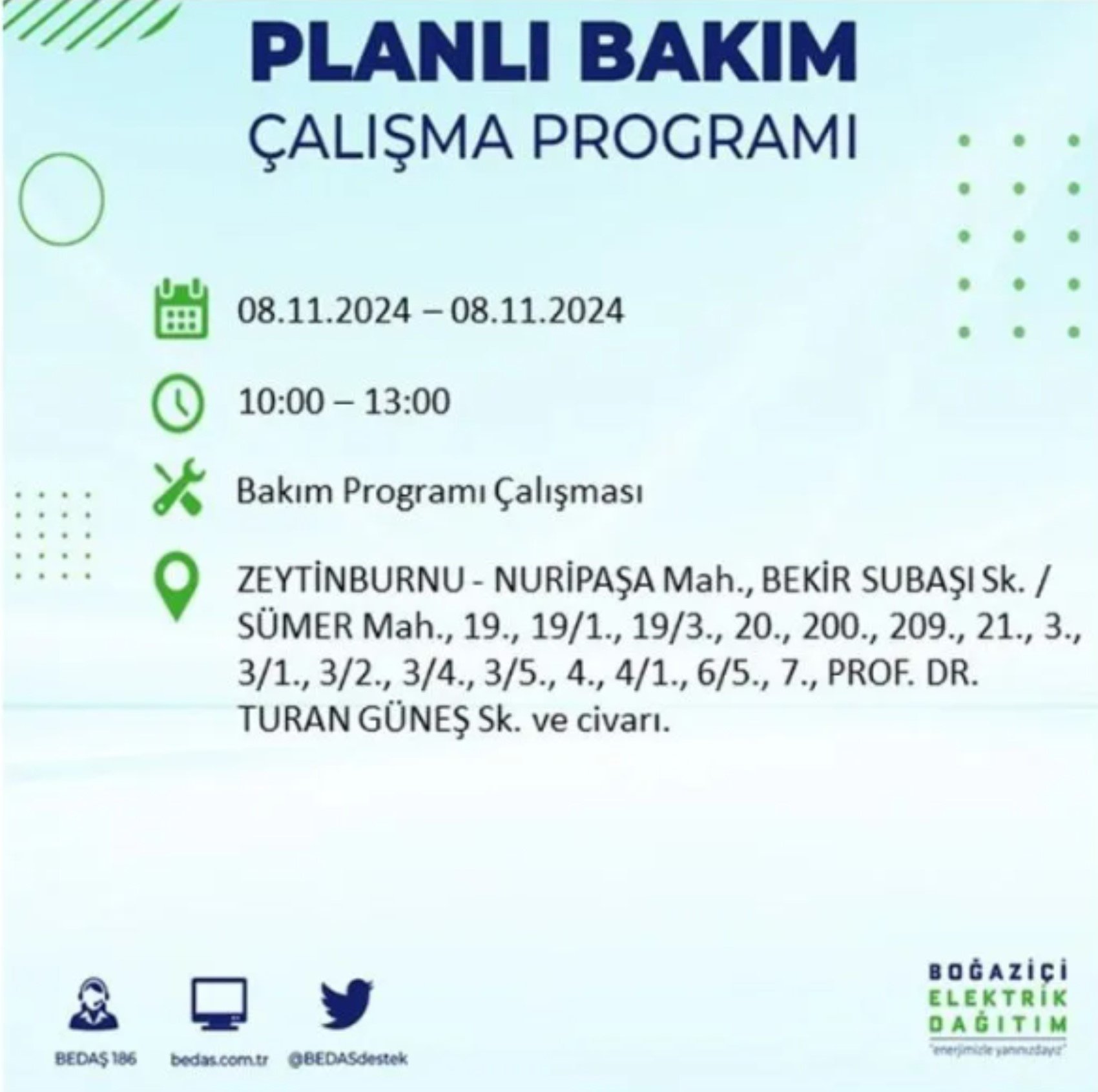 BEDAŞ duyurdu: 8 Kasım Cuma günü İstanbul'da hangi mahallelerde elektrik kesintileri yaşanacak?