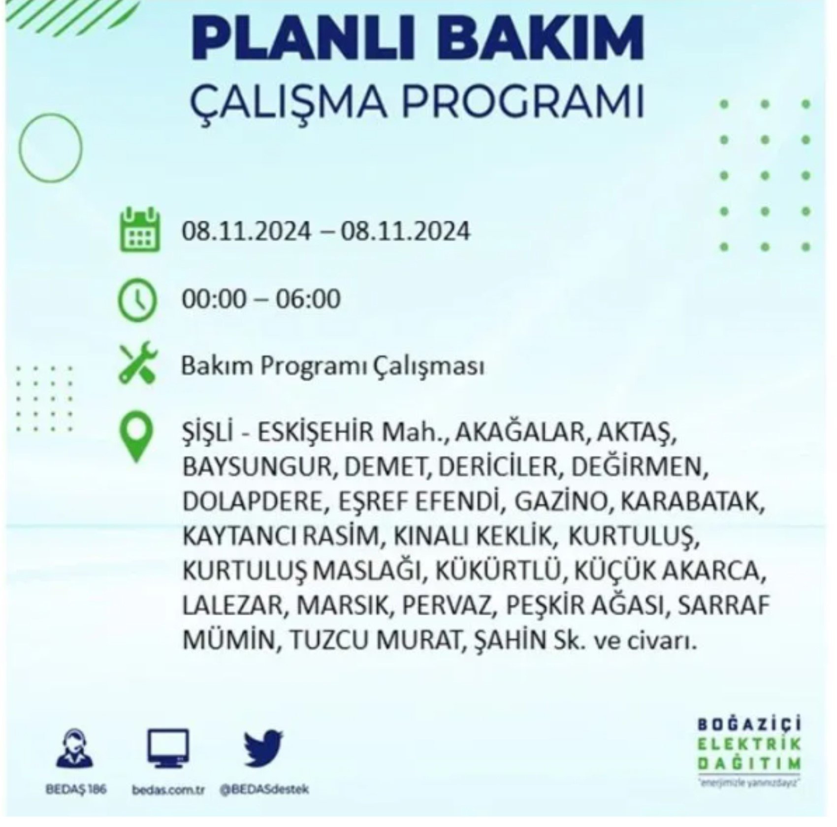 BEDAŞ duyurdu: 8 Kasım Cuma günü İstanbul'da hangi mahallelerde elektrik kesintileri yaşanacak?