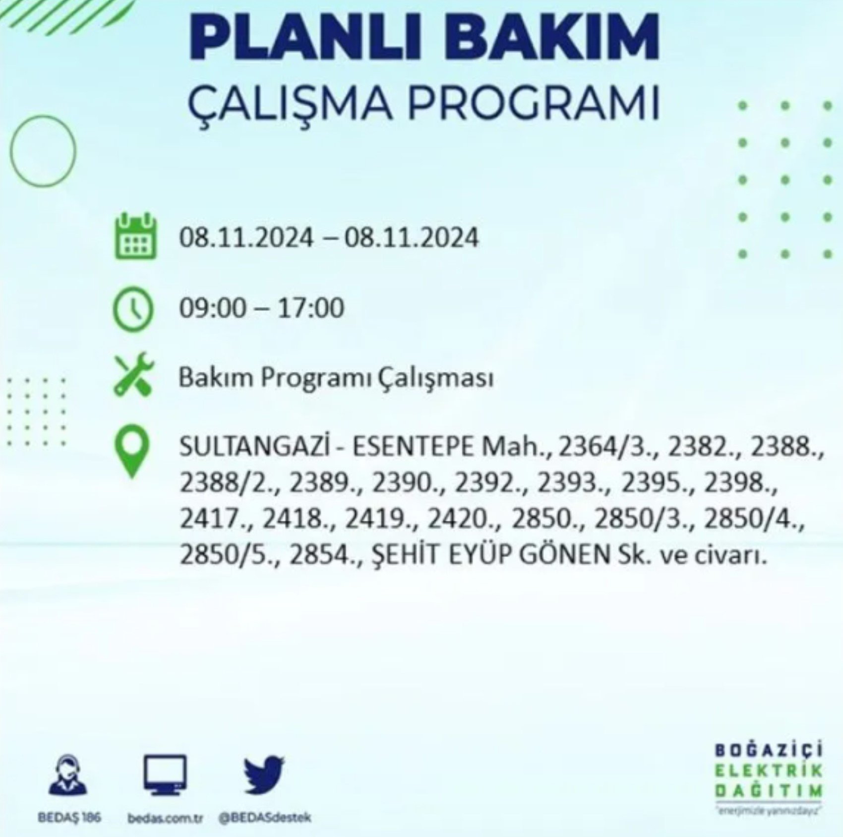 BEDAŞ duyurdu: 8 Kasım Cuma günü İstanbul'da hangi mahallelerde elektrik kesintileri yaşanacak?