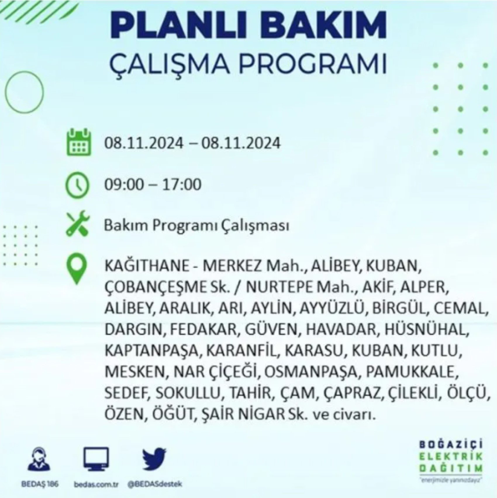 BEDAŞ duyurdu: 8 Kasım Cuma günü İstanbul'da hangi mahallelerde elektrik kesintileri yaşanacak?