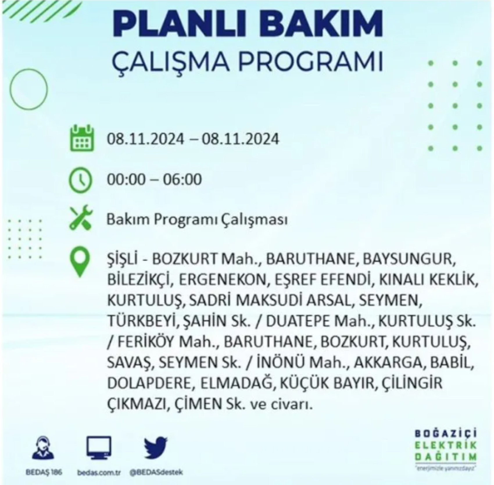 BEDAŞ duyurdu: 8 Kasım Cuma günü İstanbul'da hangi mahallelerde elektrik kesintileri yaşanacak?