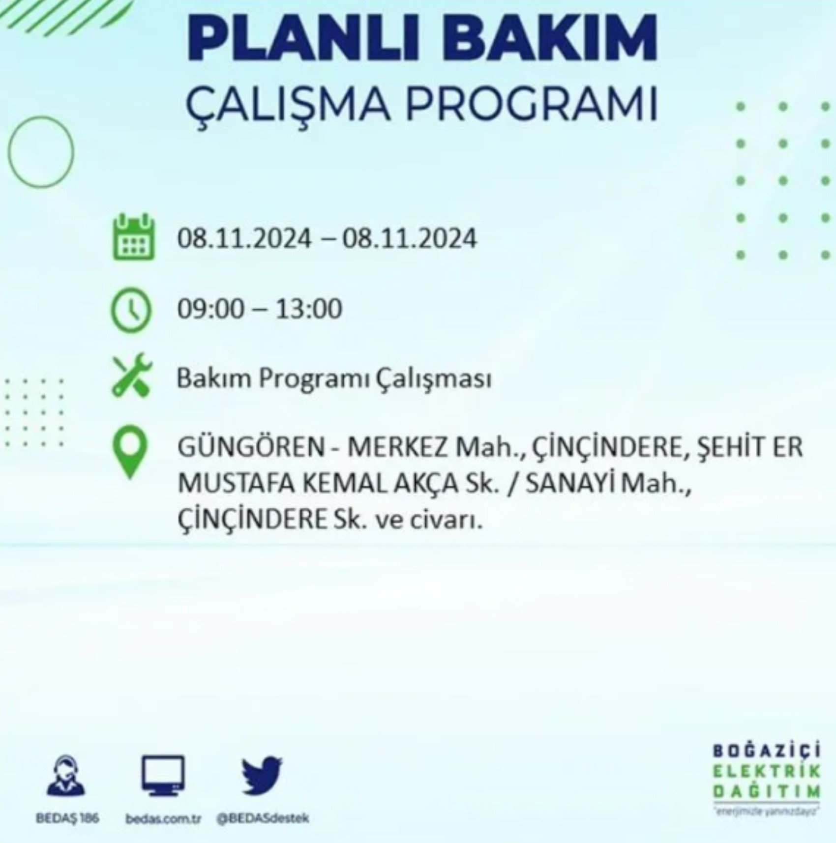 BEDAŞ duyurdu: 8 Kasım Cuma günü İstanbul'da hangi mahallelerde elektrik kesintileri yaşanacak?