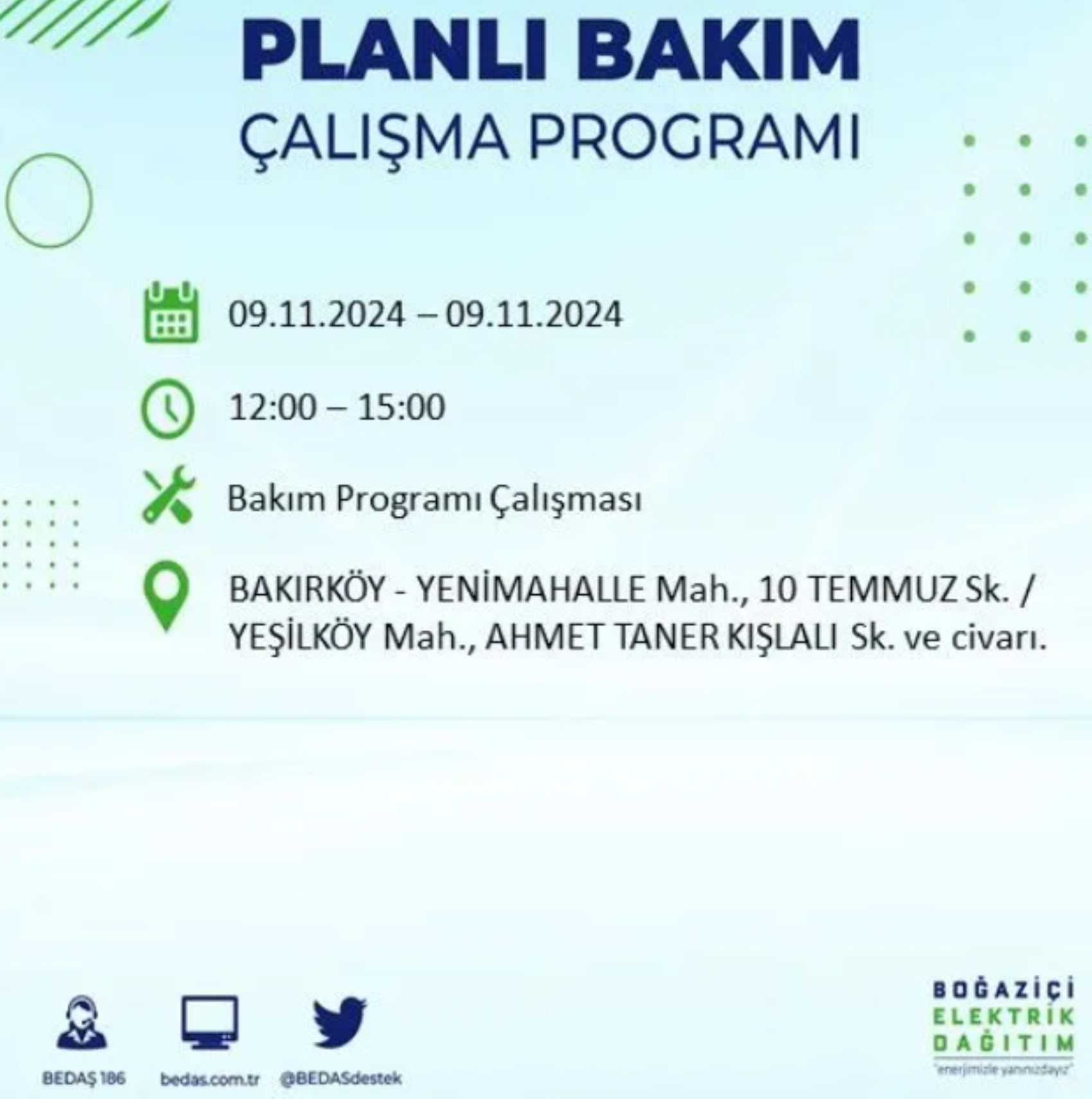 BEDAŞ duyurdu... 9 Kasım Cumartesi günü İstanbul'da hangi ilçelerde elektrik kesintisi yapılacak?