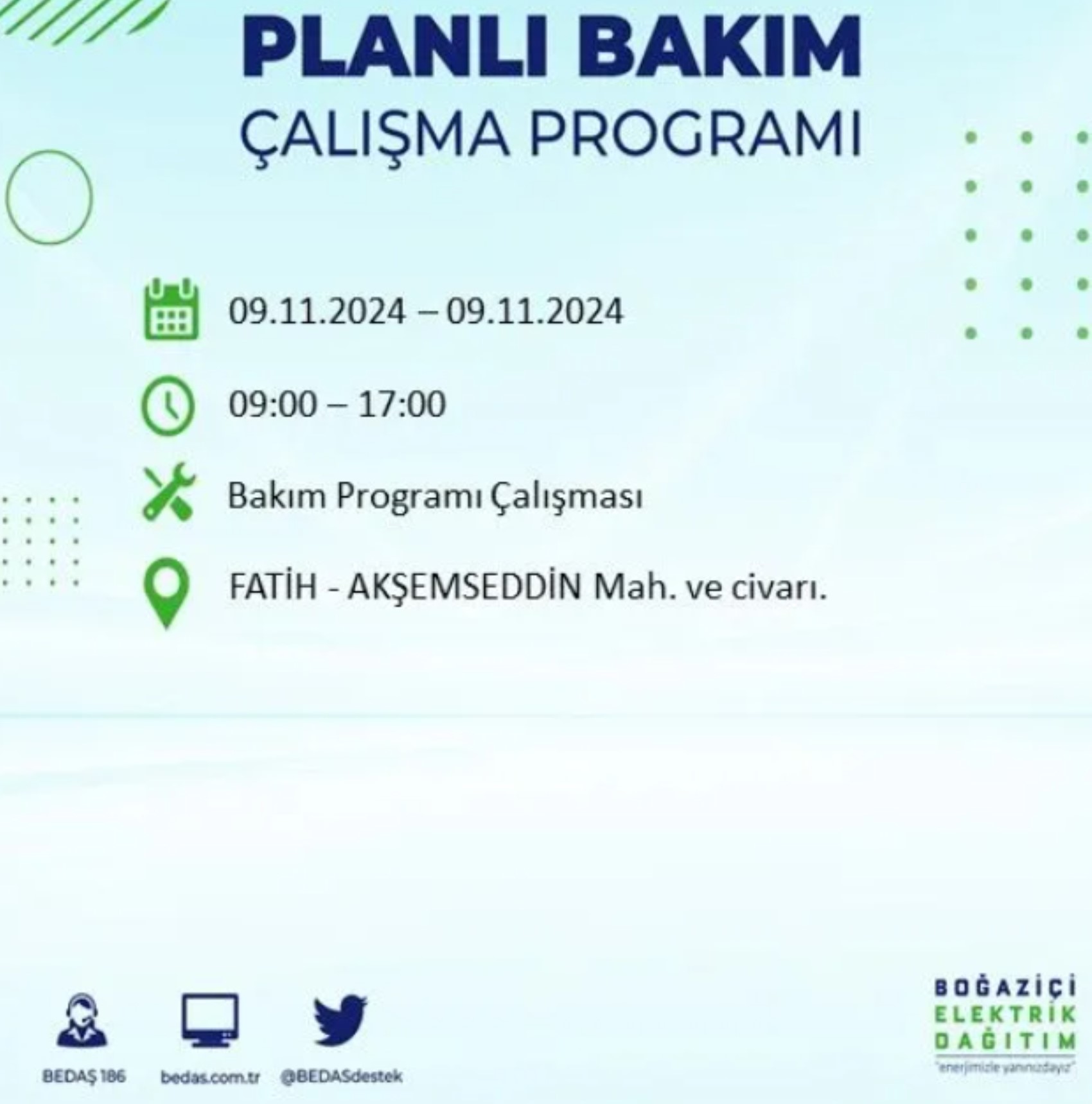 BEDAŞ duyurdu... 9 Kasım Cumartesi günü İstanbul'da hangi ilçelerde elektrik kesintisi yapılacak?