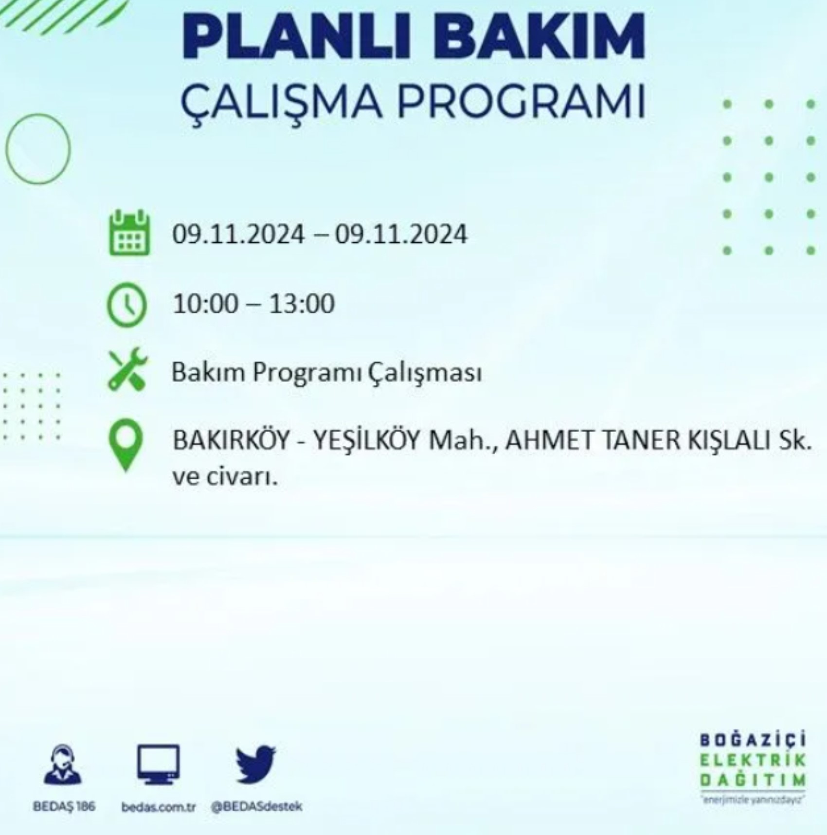 BEDAŞ duyurdu... 9 Kasım Cumartesi günü İstanbul'da hangi ilçelerde elektrik kesintisi yapılacak?