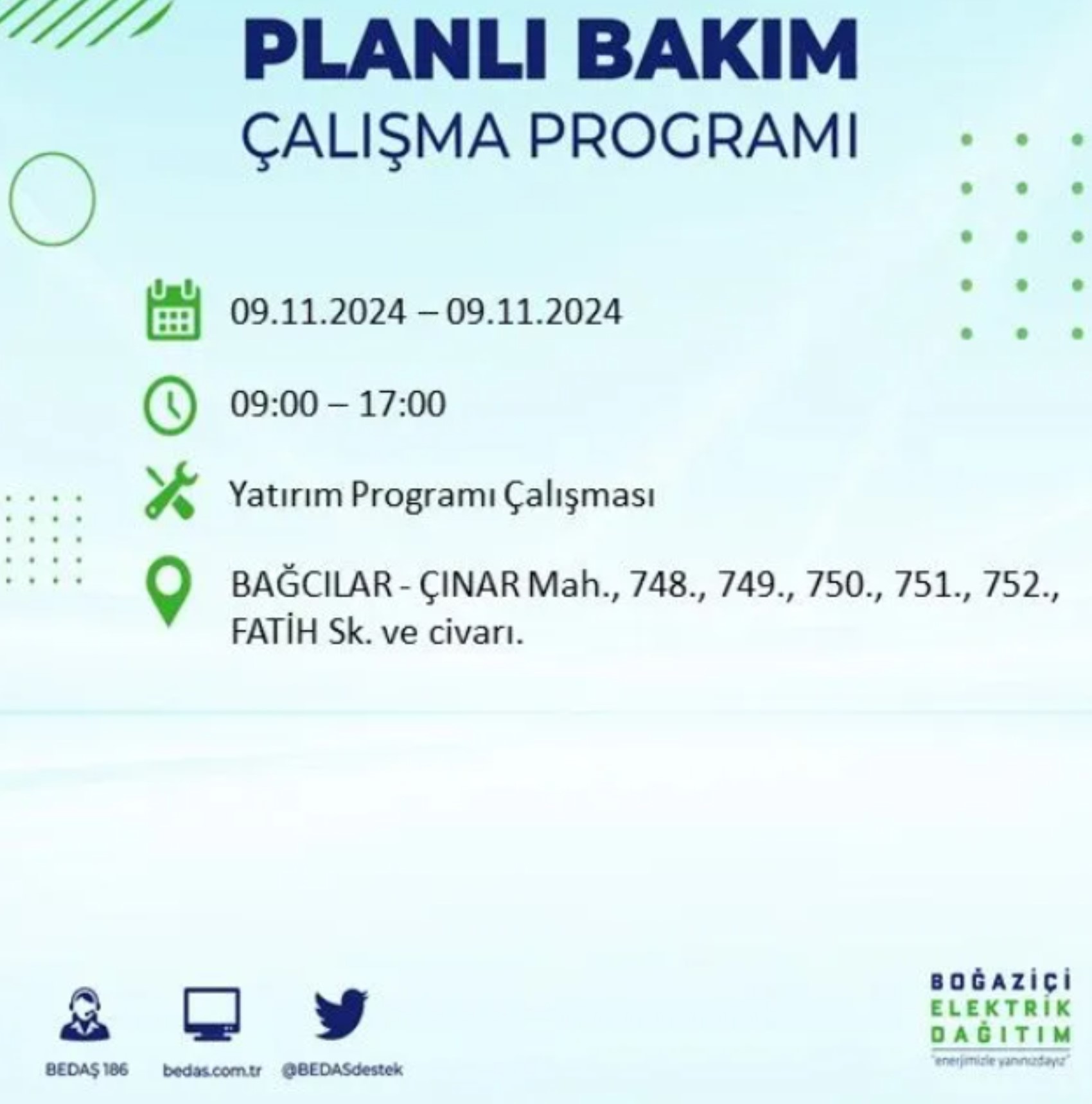 BEDAŞ duyurdu... 9 Kasım Cumartesi günü İstanbul'da hangi ilçelerde elektrik kesintisi yapılacak?