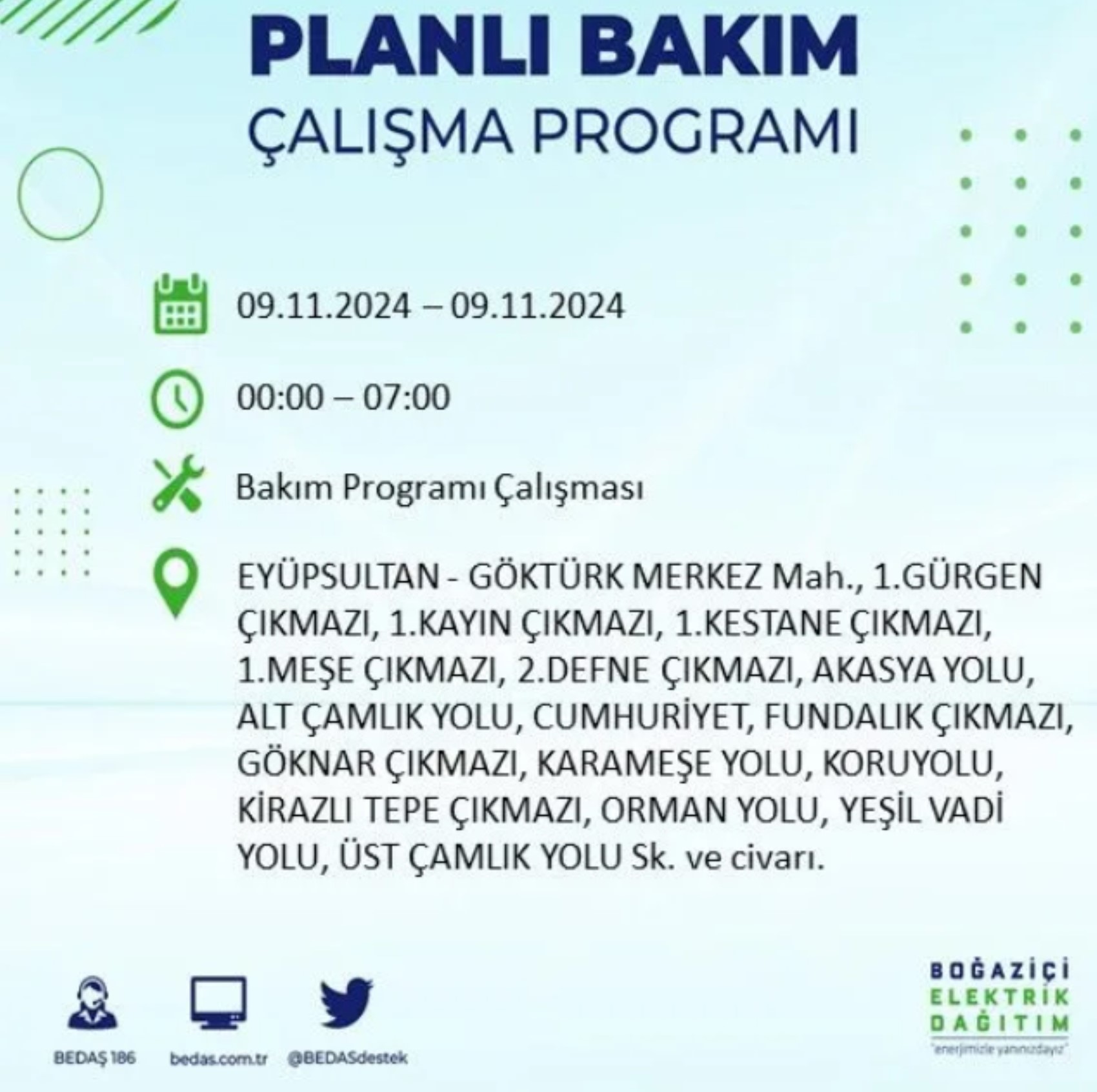 BEDAŞ duyurdu... 9 Kasım Cumartesi günü İstanbul'da hangi ilçelerde elektrik kesintisi yapılacak?