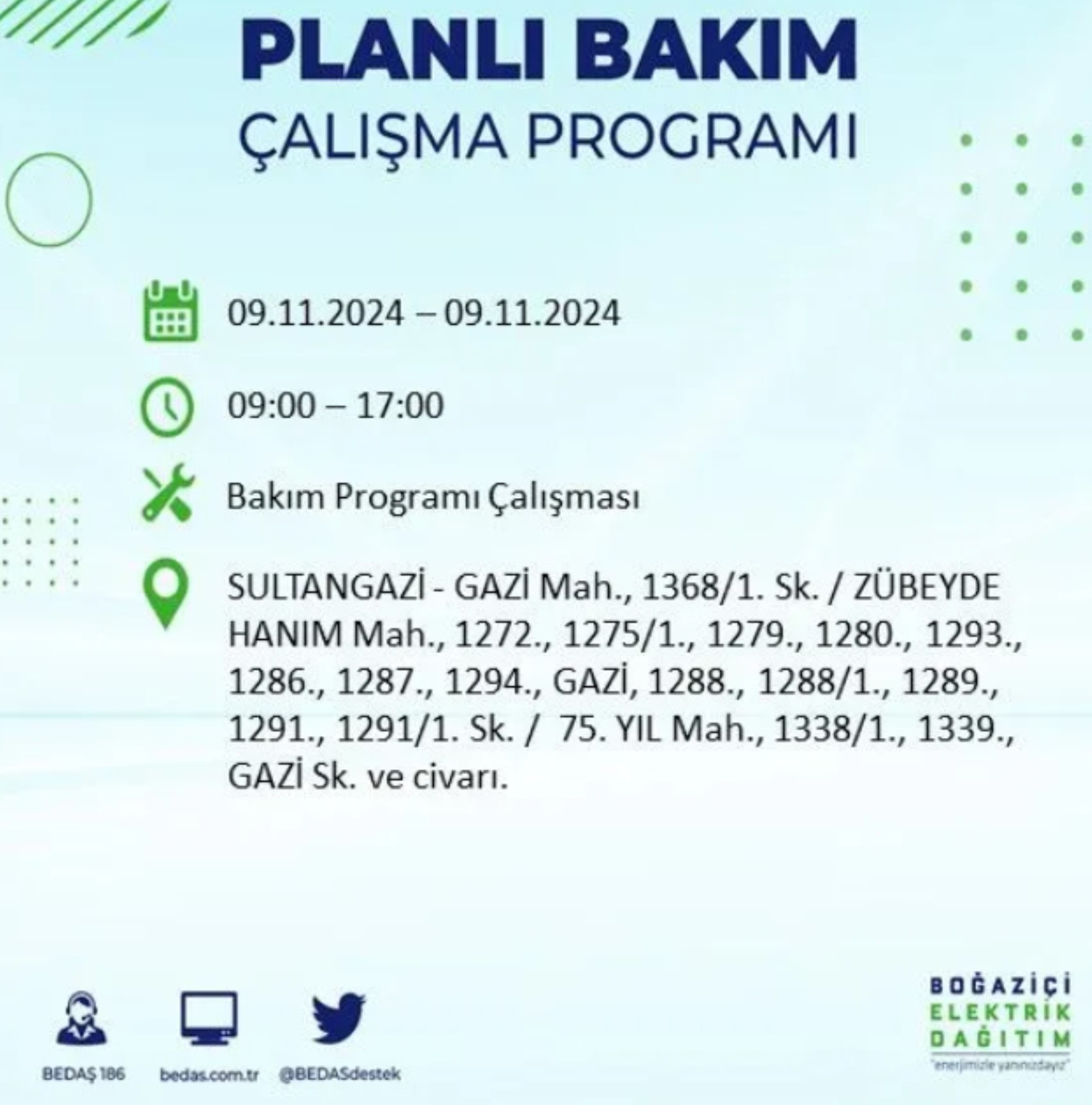 BEDAŞ duyurdu... 9 Kasım Cumartesi günü İstanbul'da hangi ilçelerde elektrik kesintisi yapılacak?