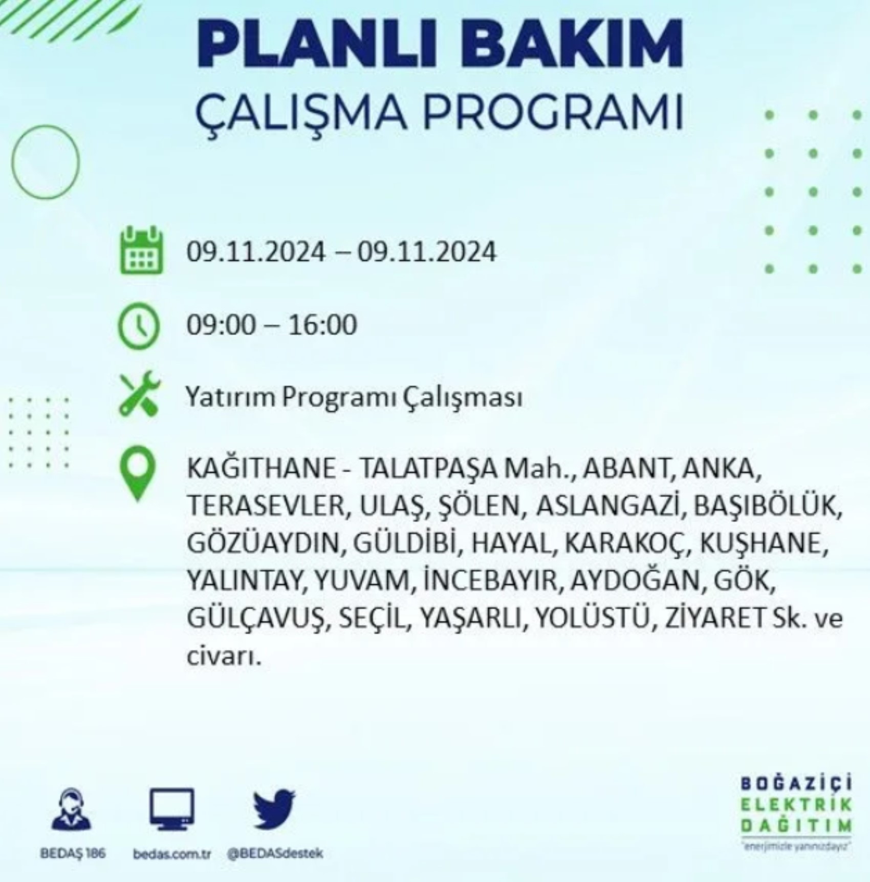 BEDAŞ duyurdu... 9 Kasım Cumartesi günü İstanbul'da hangi ilçelerde elektrik kesintisi yapılacak?