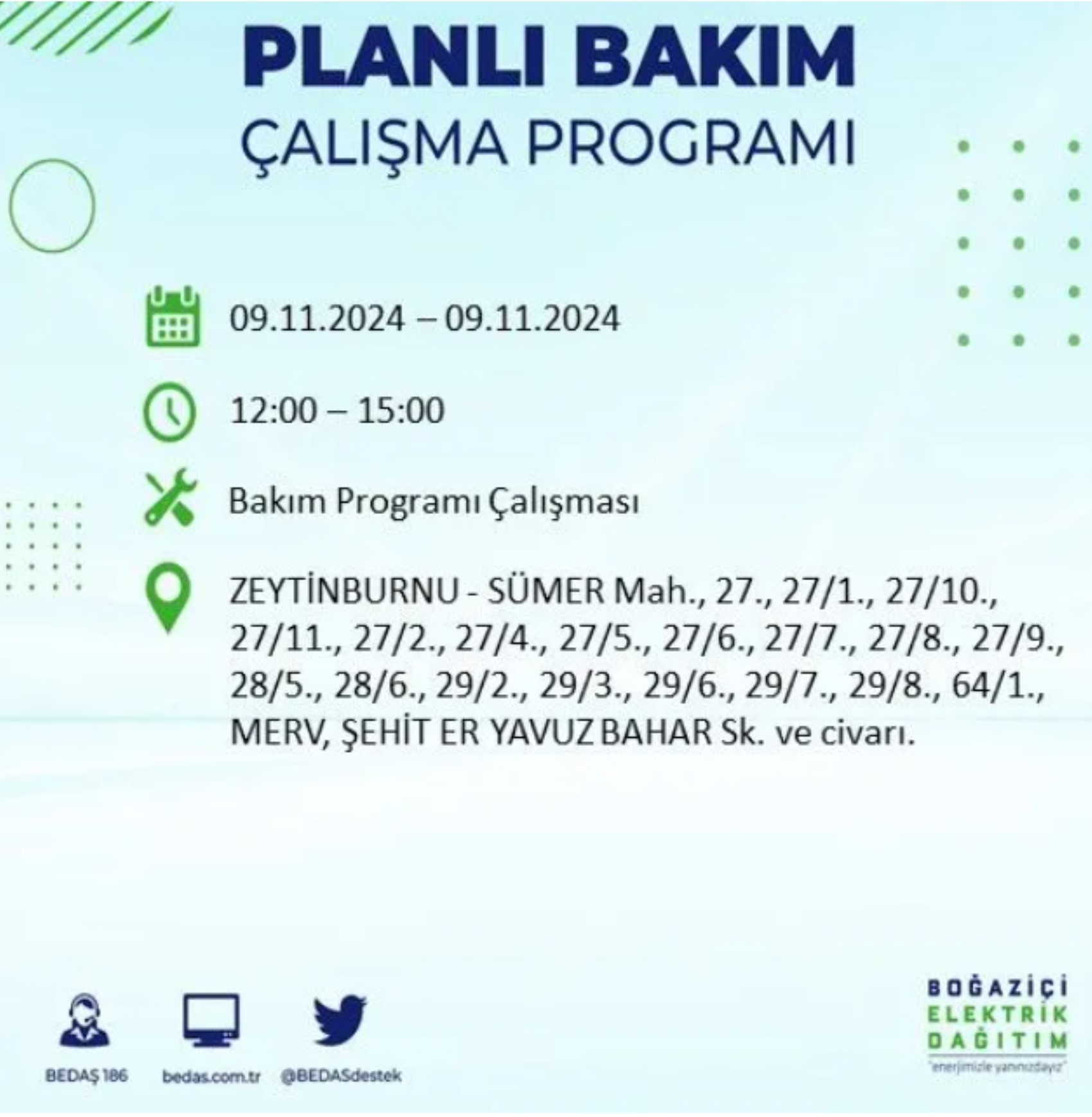 BEDAŞ duyurdu... 9 Kasım Cumartesi günü İstanbul'da hangi ilçelerde elektrik kesintisi yapılacak?