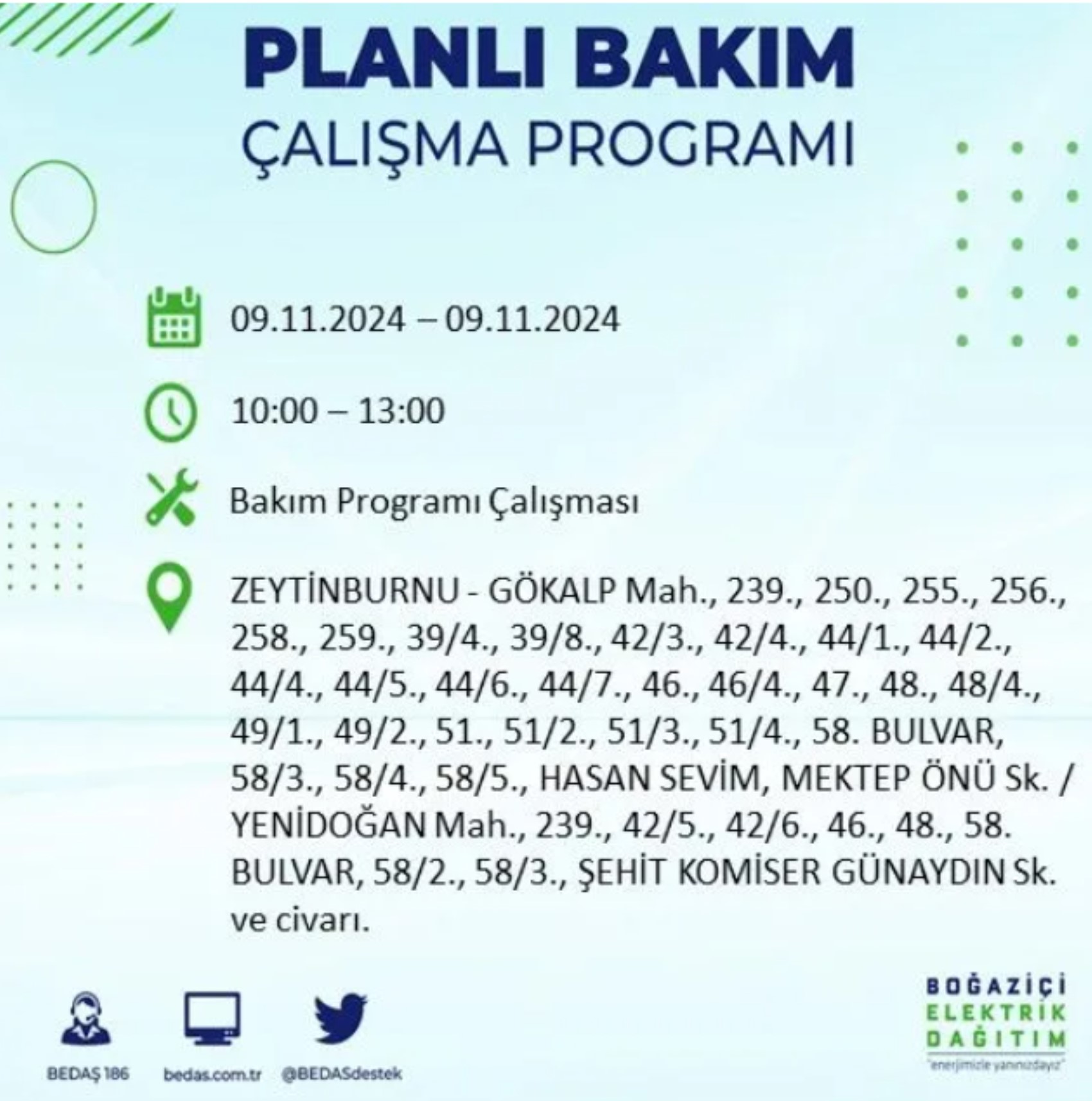 BEDAŞ duyurdu... 9 Kasım Cumartesi günü İstanbul'da hangi ilçelerde elektrik kesintisi yapılacak?