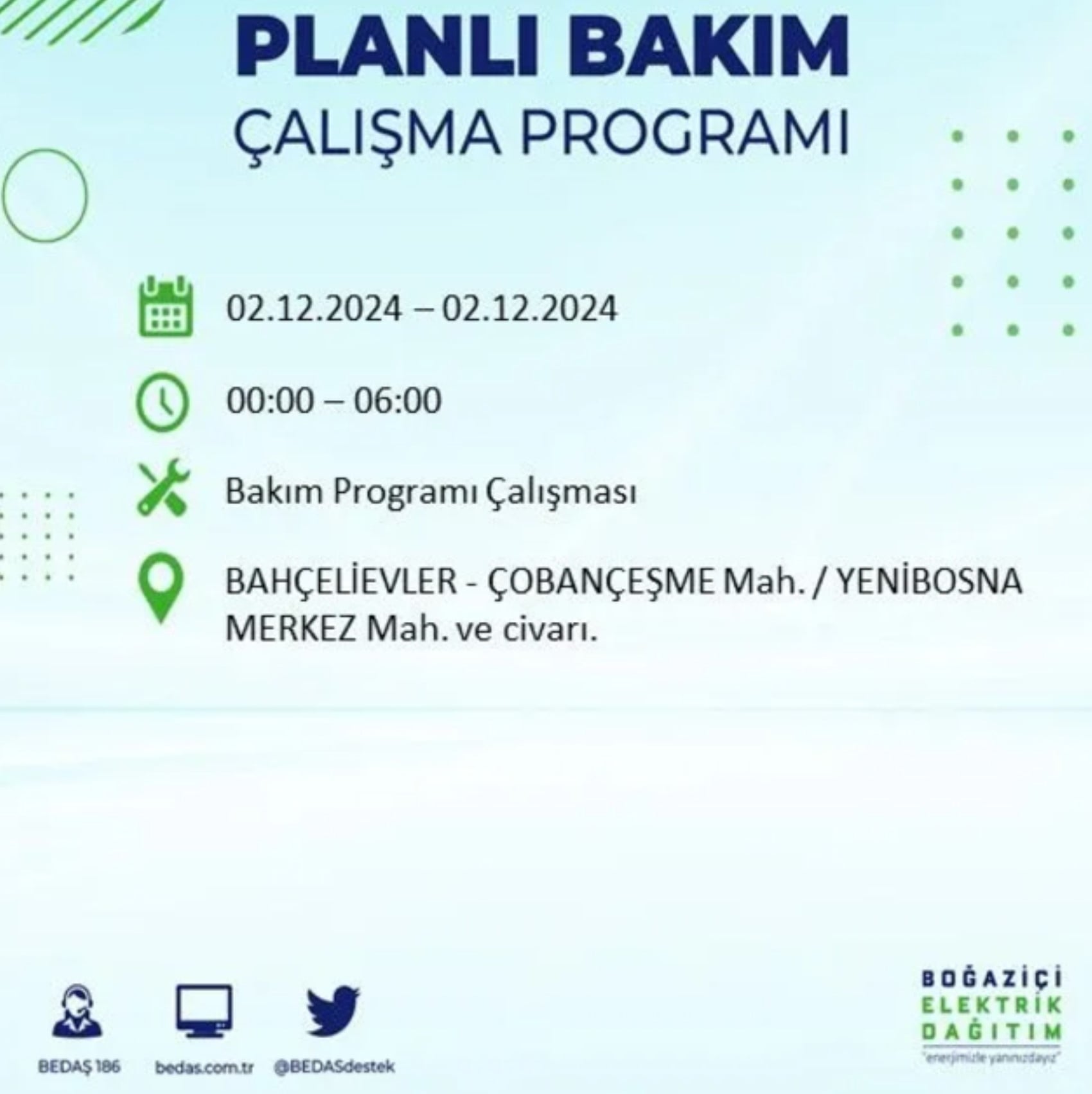 BEDAŞ ha annunciato... Interruzione di corrente a Istanbul: quali quartieri saranno interessati il 2 dicembre?