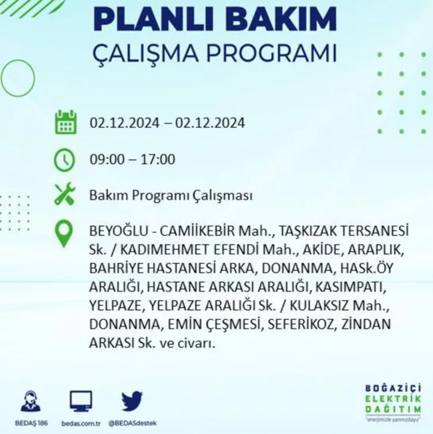 BEDAŞ ha annunciato... Interruzione di corrente a Istanbul: quali quartieri saranno interessati il 2 dicembre?