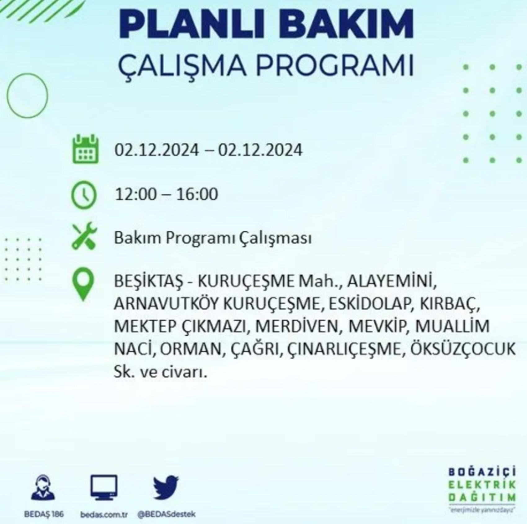 BEDAŞ ha annunciato... Interruzione di corrente a Istanbul: quali quartieri saranno interessati il 2 dicembre?