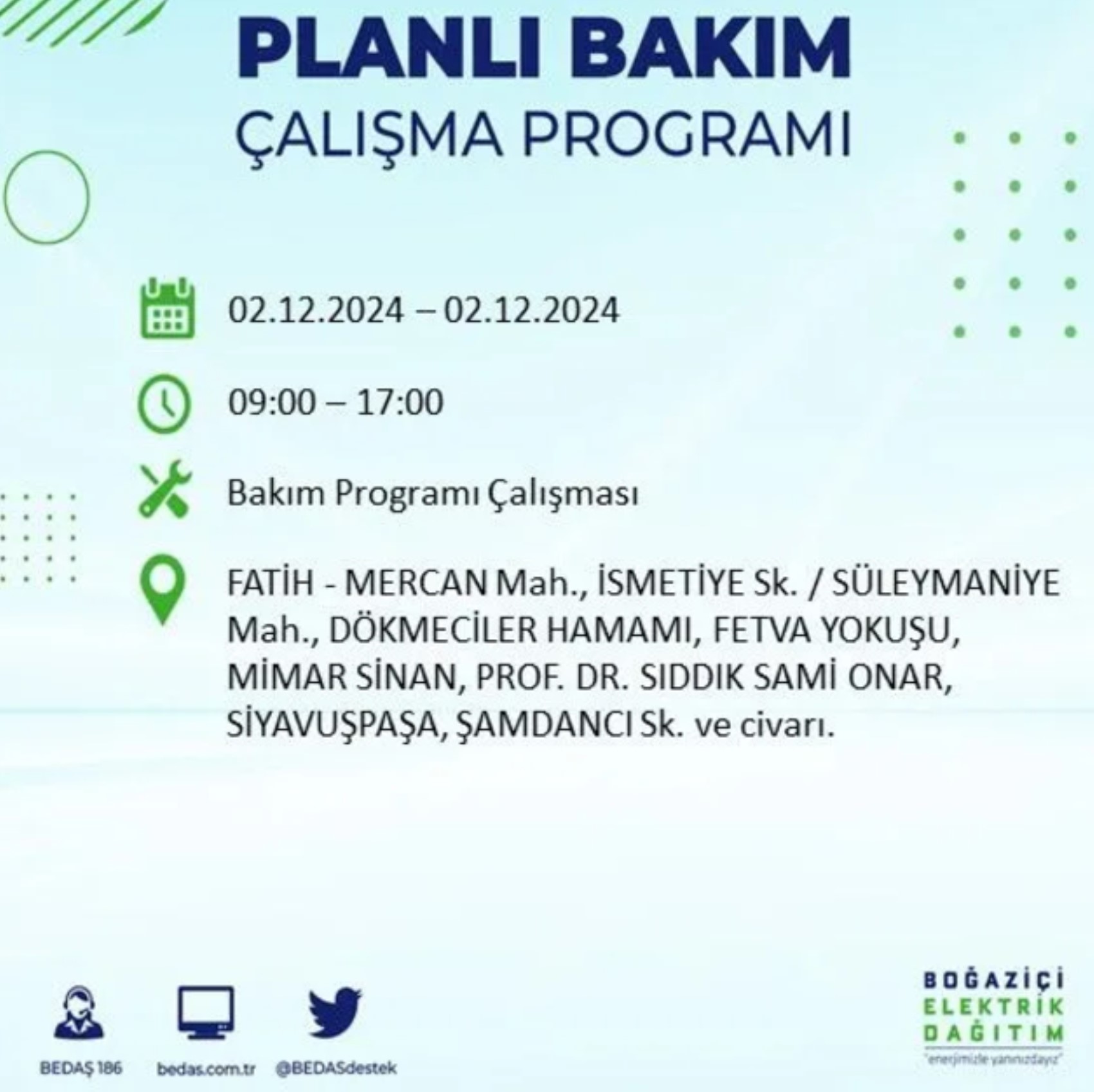 BEDAŞ ha annunciato... Interruzione di corrente a Istanbul: quali quartieri saranno interessati il 2 dicembre?